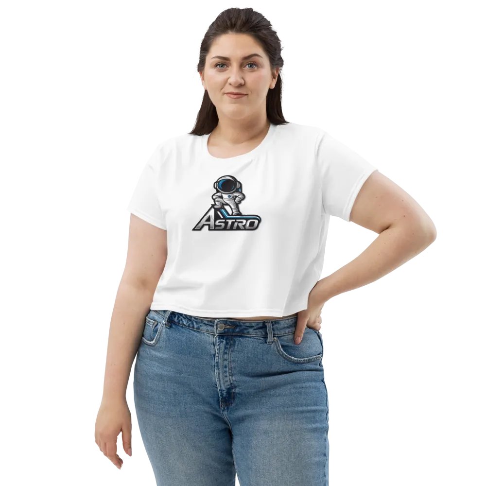 Astro Women's Crop Tee - Trendy Astronaut Graphic in White product image (6)