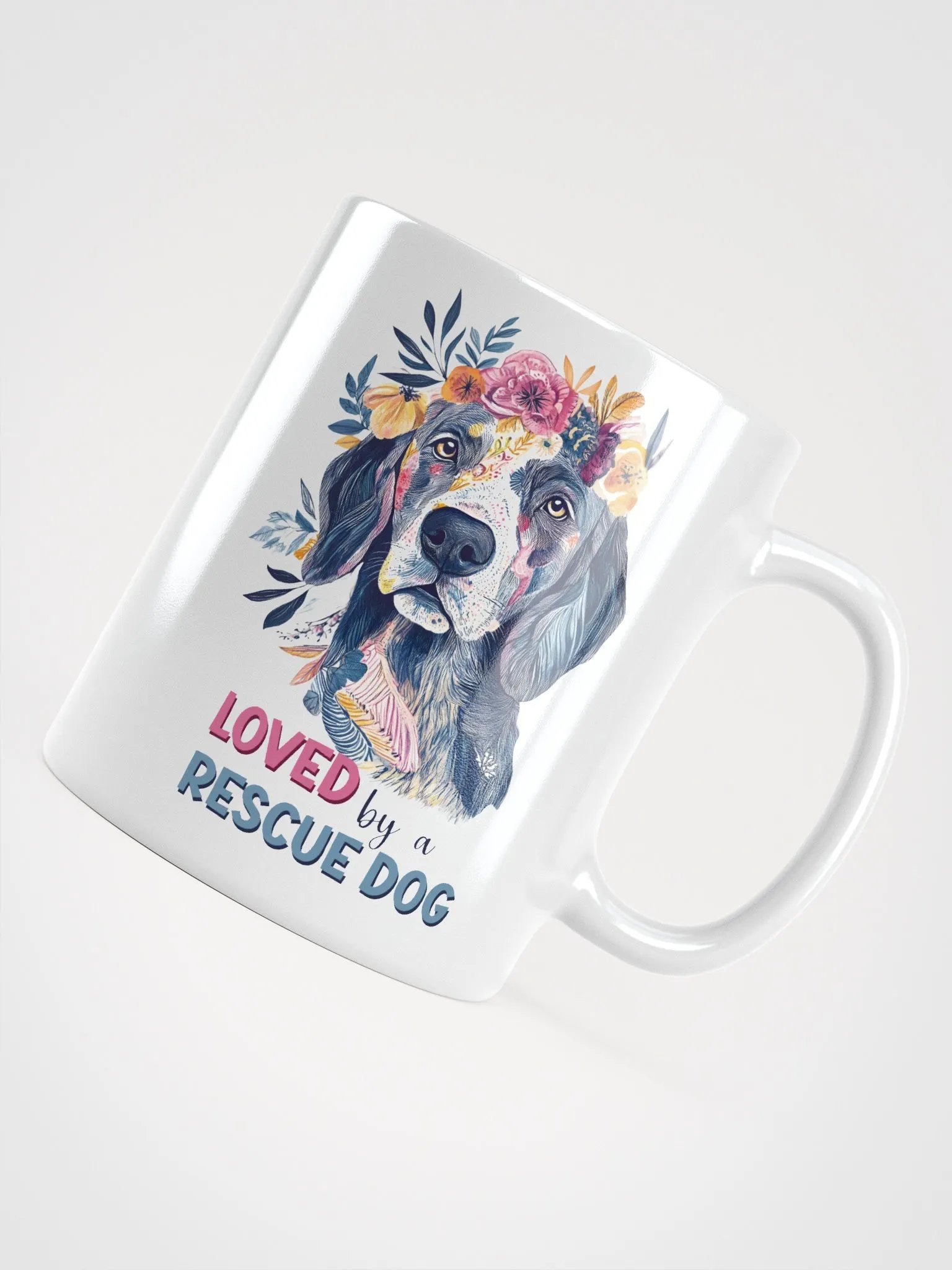 Loved By A Rescue Dog Floral Crown Mug product image (4)