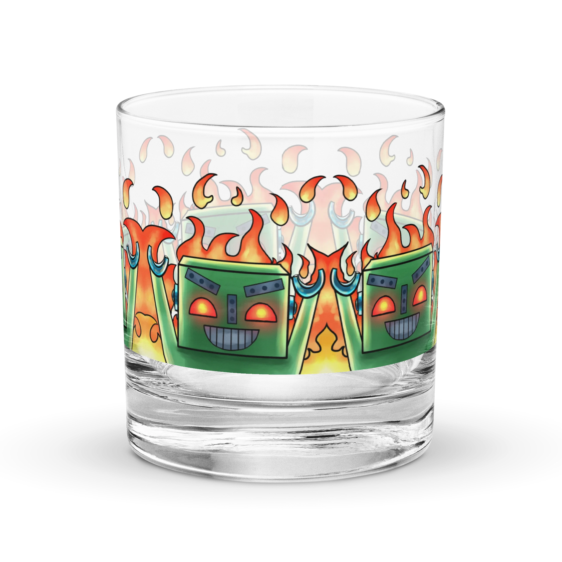 Fiery Robot Party Rocks Glass (MACH 2 Evil) - Rum Glass product image (2)