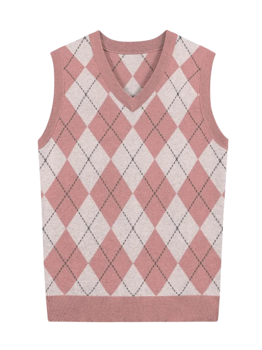 Pink Crossed Diamonds Knitted Vest product image (1)