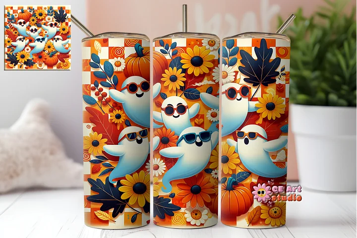 Funny Cute Spooky Ghost Tumbler Wrap PNG product image (1)