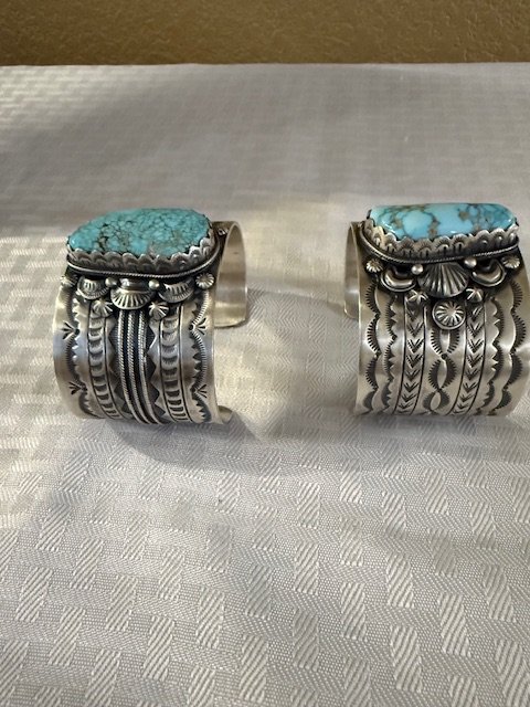 Artisan Hand-Stamped Dry Creek Turquoise Wide Cuff Bracelet product image (2)
