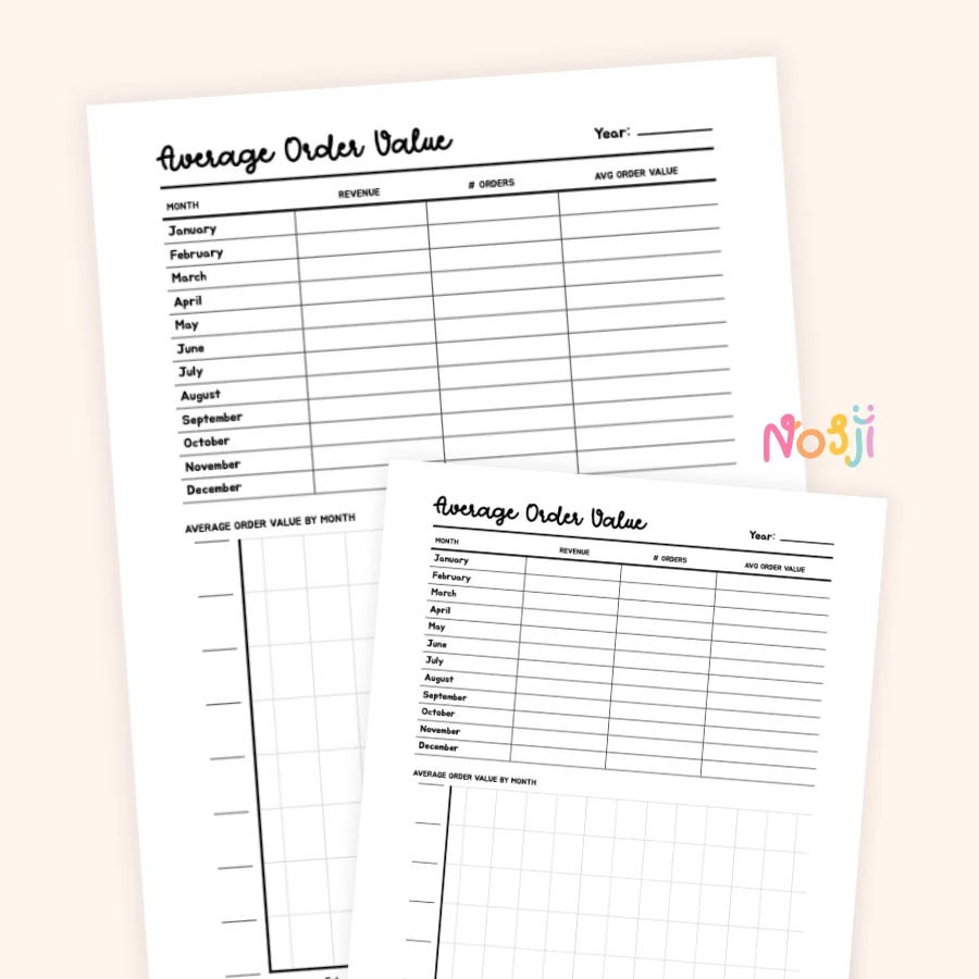 Average Order Value Printable Monthly Sales Tracker product image (1)