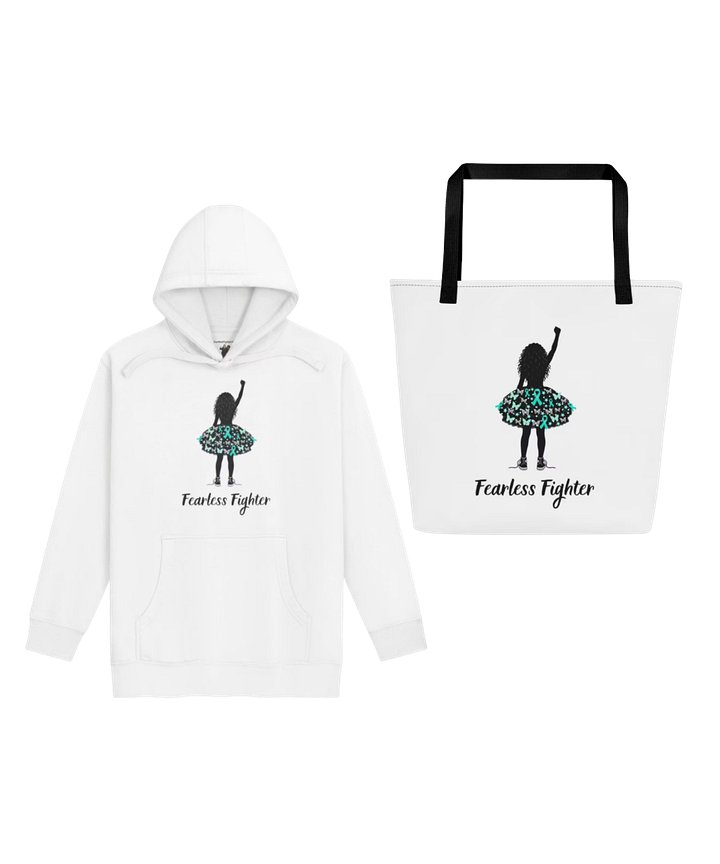 Ovarian Cancer - Fearless Fighter Unisex Hoodie & Tote Bag product image (1)