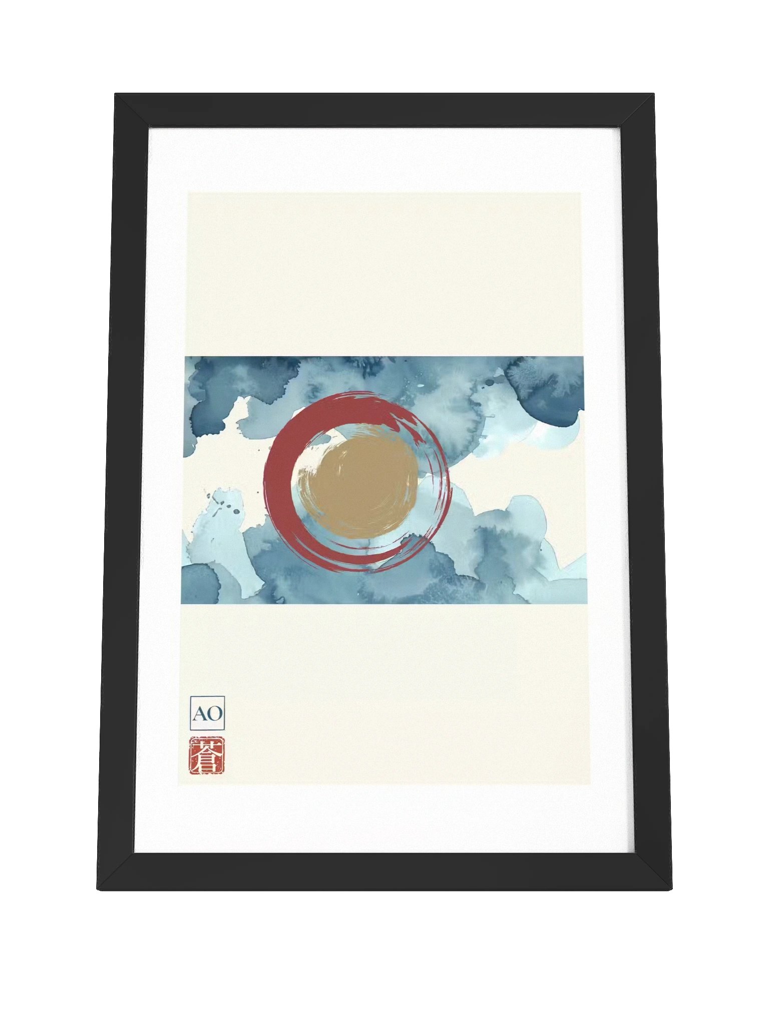 Colorado Japanese Ink Art Print | Centennial Peak No.11 | Framed Wall Art - AO Japan Blue product image (4)