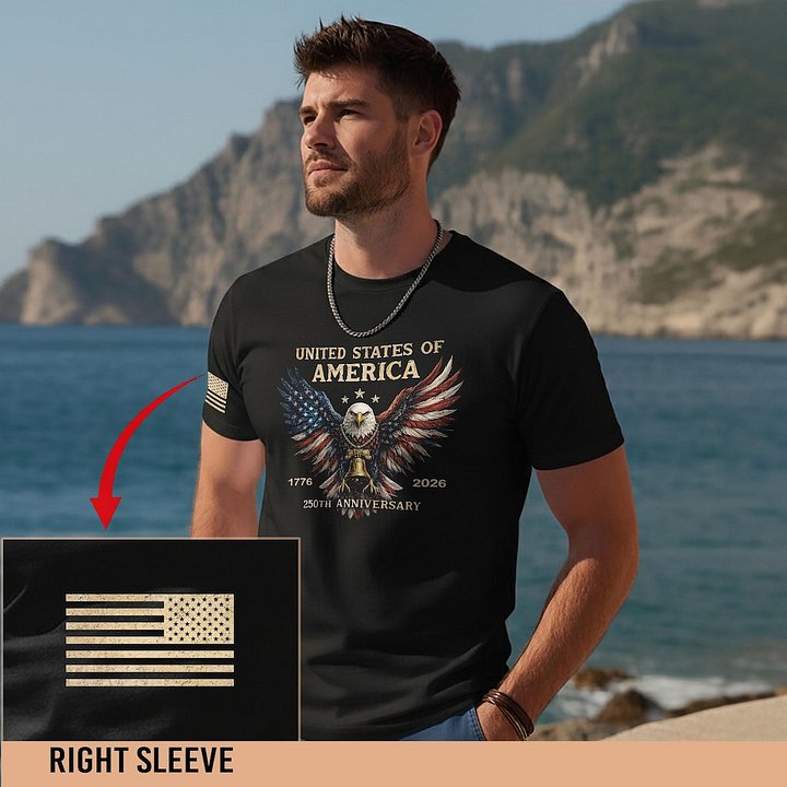 USA 250th Anniversary Patriotic Eagle T-Shirt | 1776-2026 Independence Day Apparel product image (2)