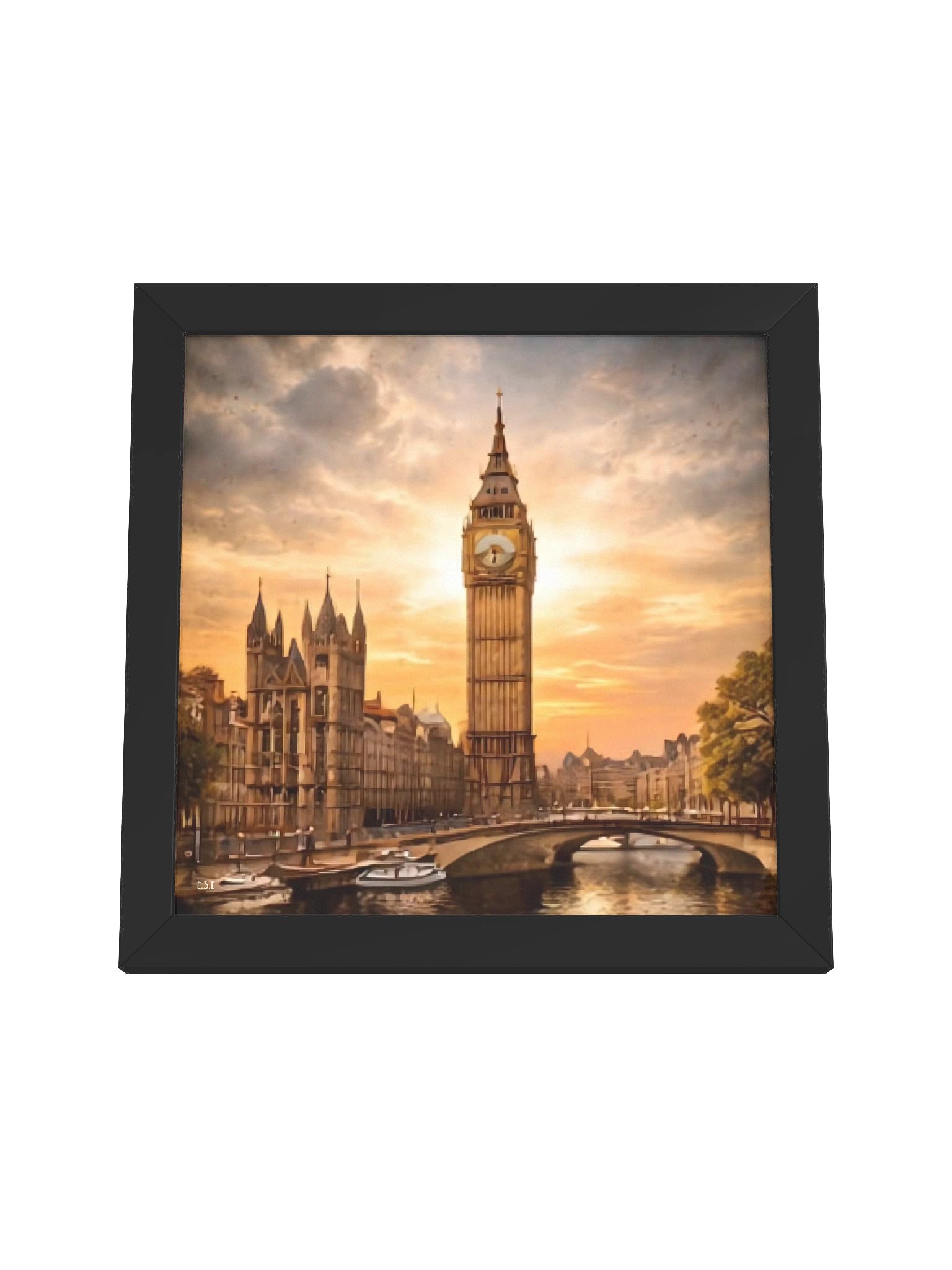 Goldenes London: Big Ben im Abendlicht Vibrant Ayous Wood Framed Matte Poster product image (52)
