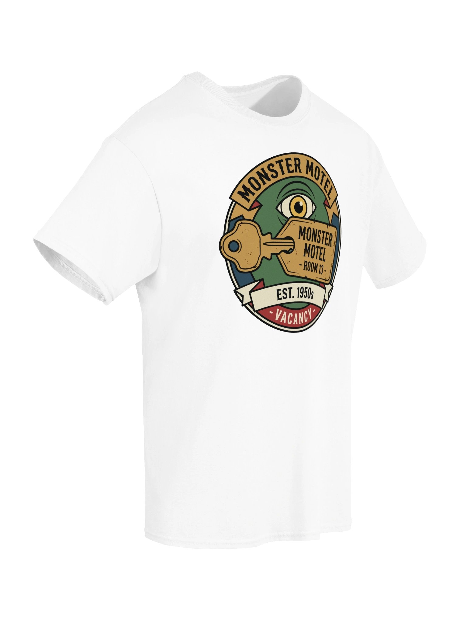 Monster Motel – Vintage Horror Badge T-Shirt product image (6)