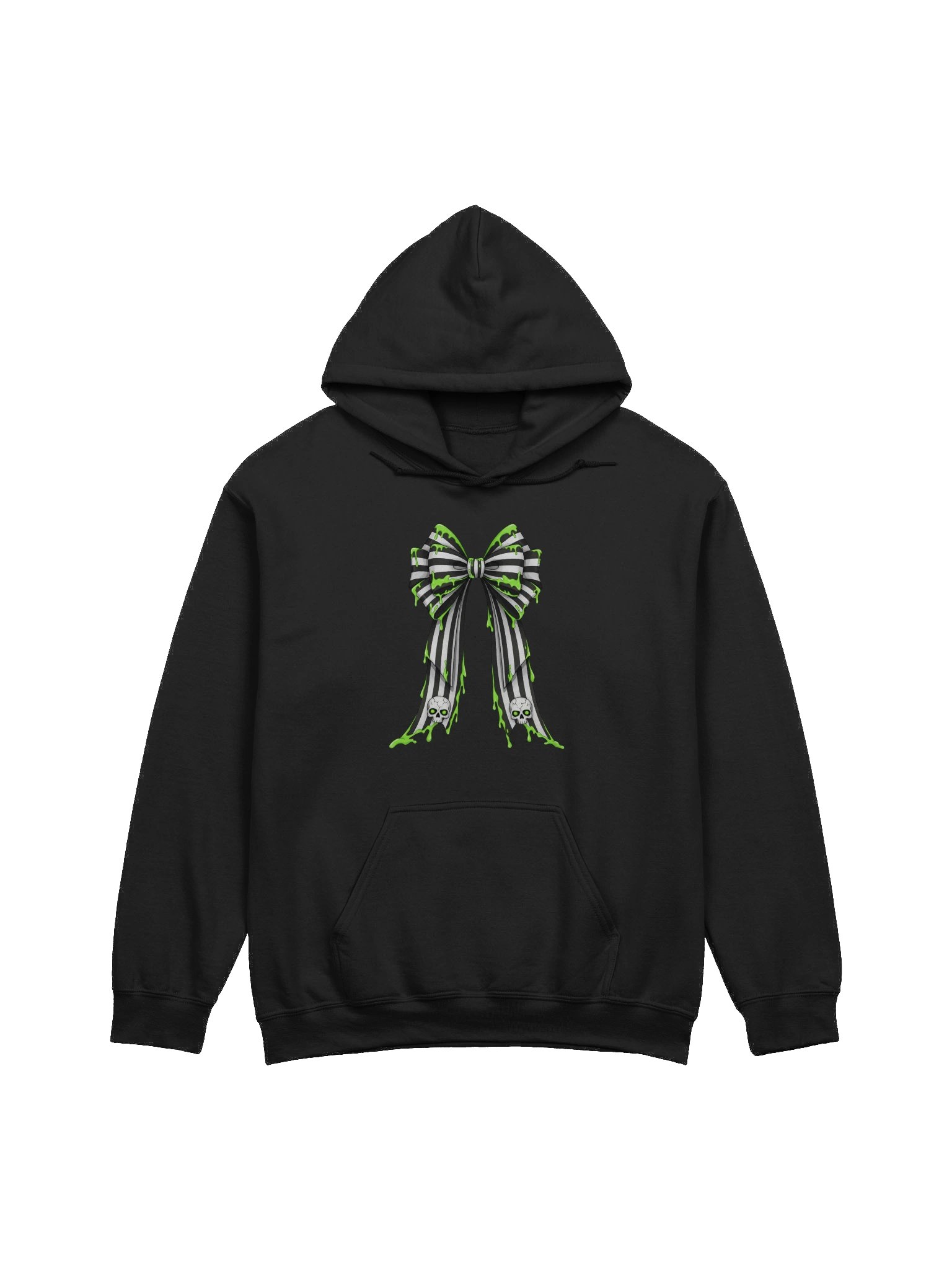 [UM Designs] Coquette Bow with Slime - Unisex Pullover Graphic Hoodie [black letters] product image (1)