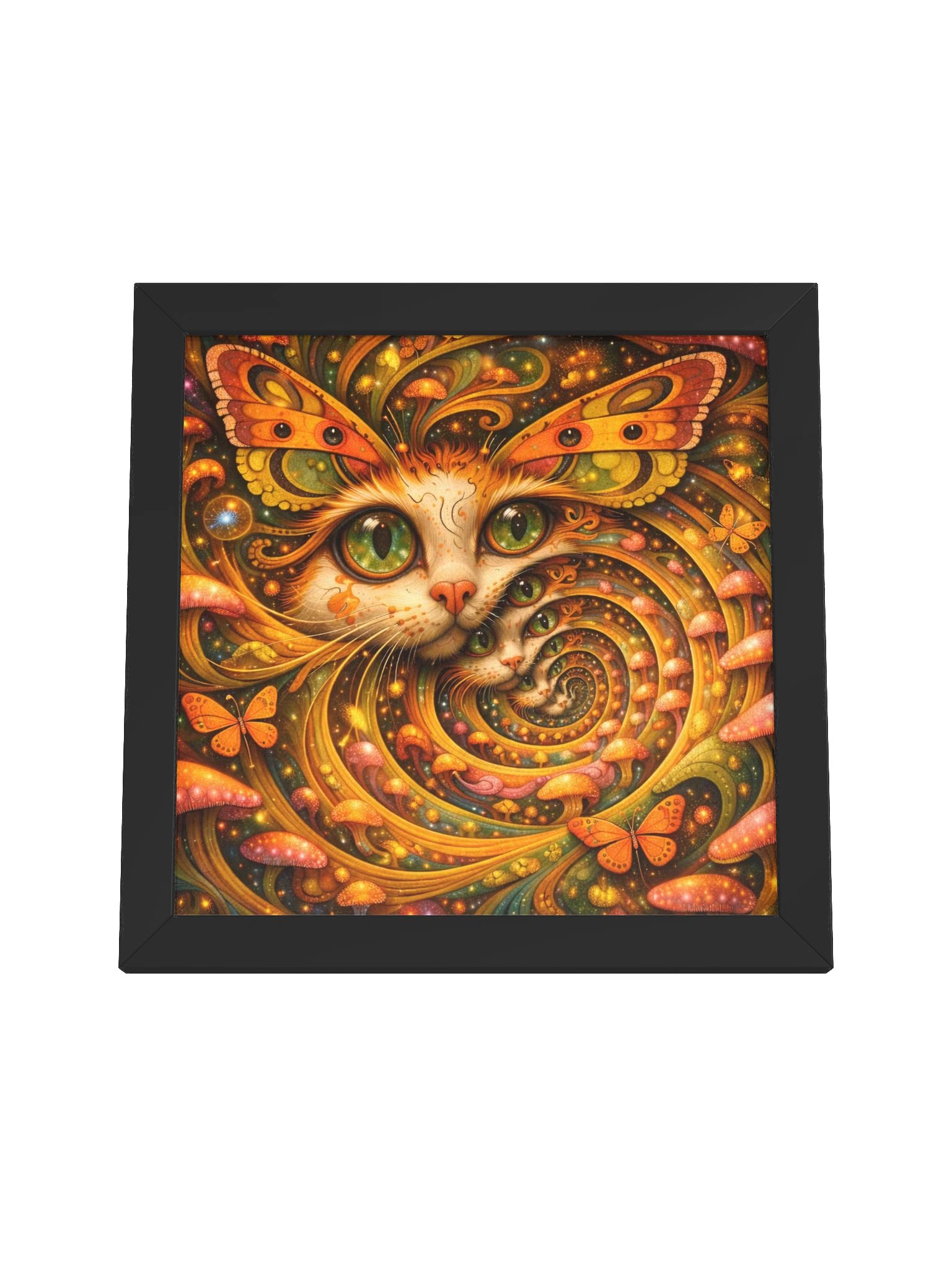 Psychedelic Organic Spiral Cat – Surreal Butterfly Fantasy Wall Art product image (4)