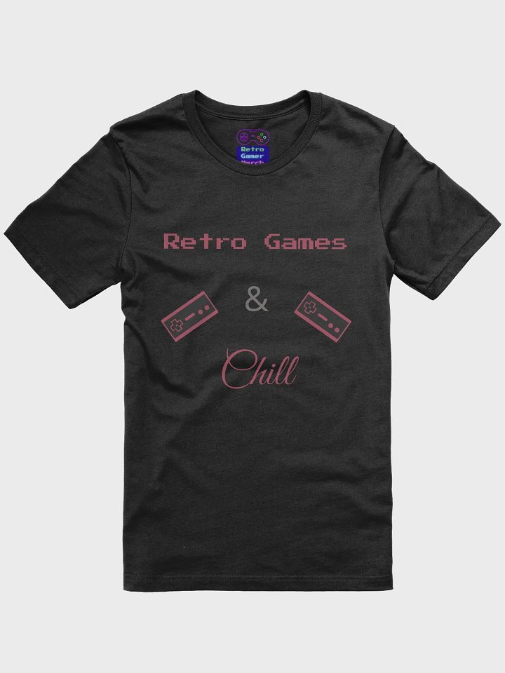 Retro Games & Chill - Controllers (dark pink text edition) T-Shirt product image (1)