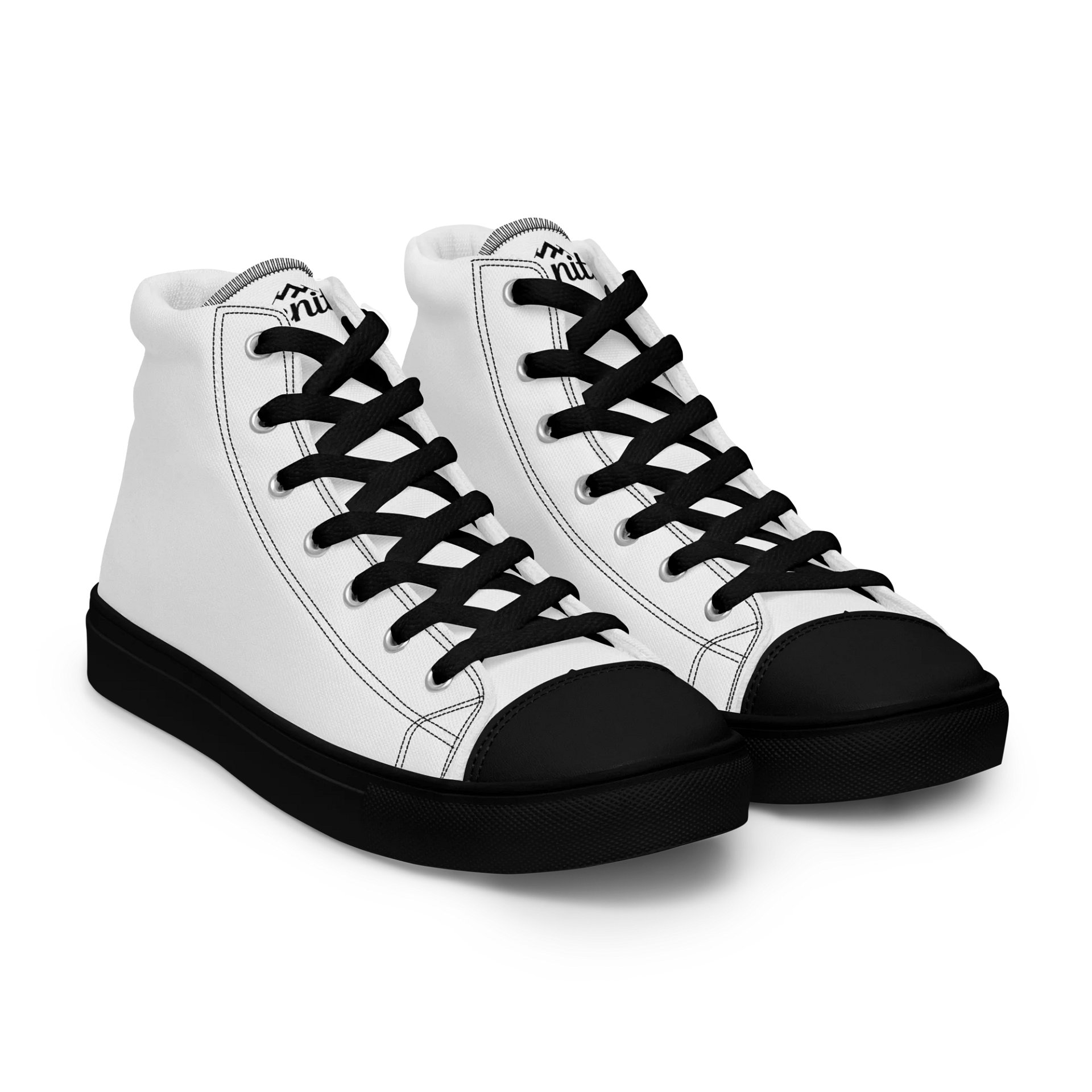 Zenith Men's High Top Canvas Sneakers - Classic White with Black Accents, Exclusive Design product image (4)