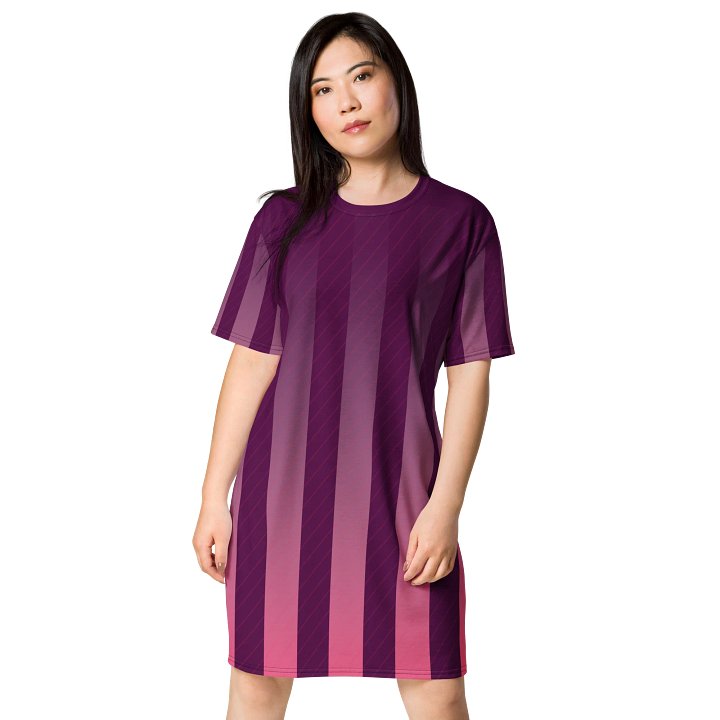 Exclusive Purple-Pink Gradient Striped T-Shirt Dress | TDS Music product image (1)