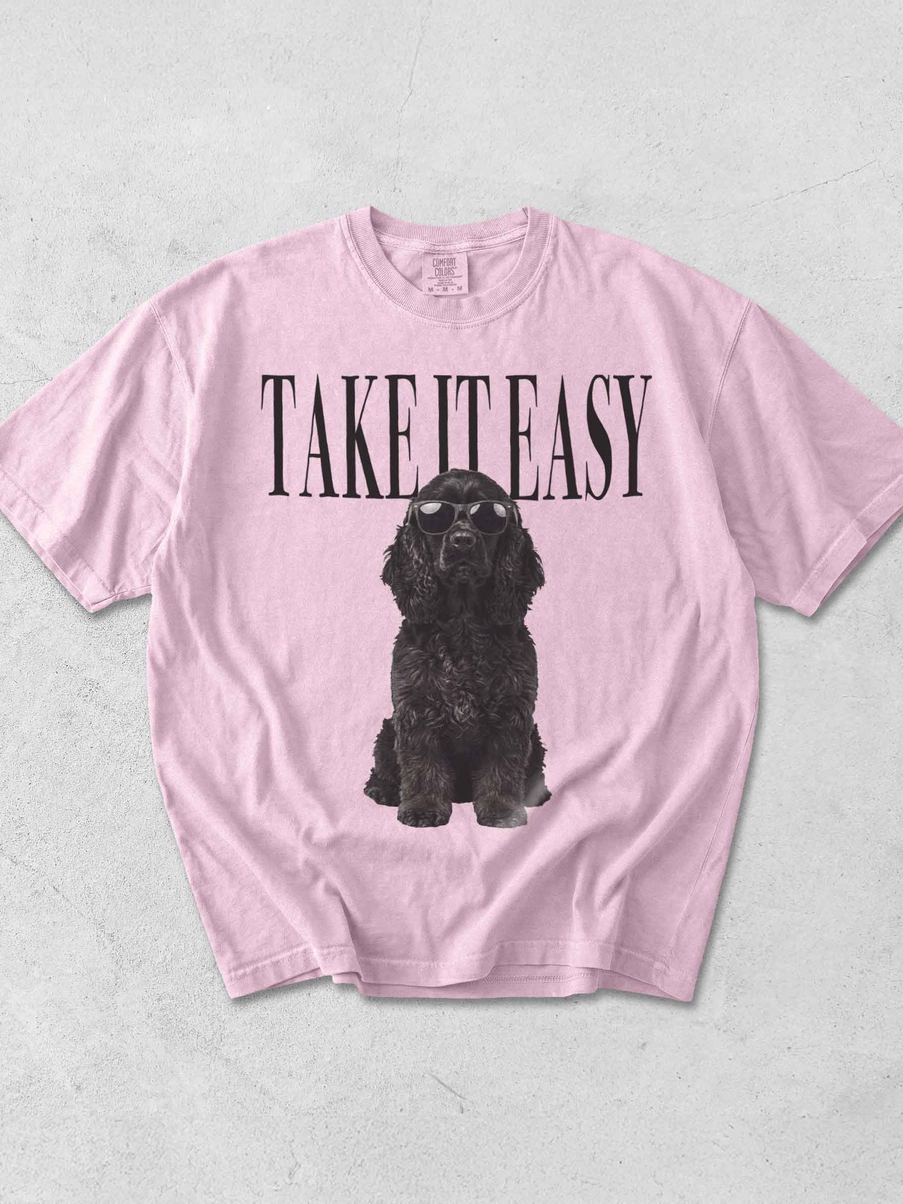 Take It Easy '90s Pop Vintage-Style T-Shirt for American Cocker Spaniel(Black) Owners product image (1)