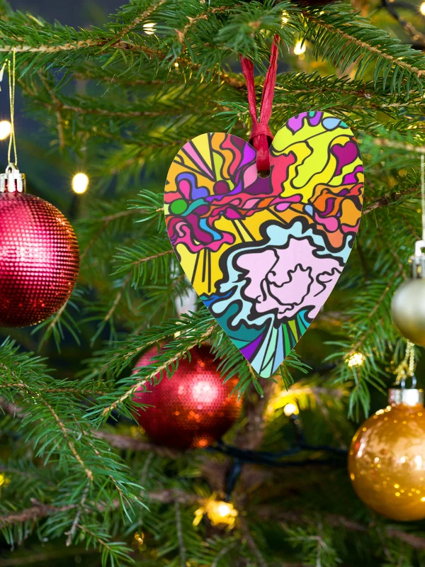 Swirling Splendor Wooden Ornament – Wave at Sunset product image (3)