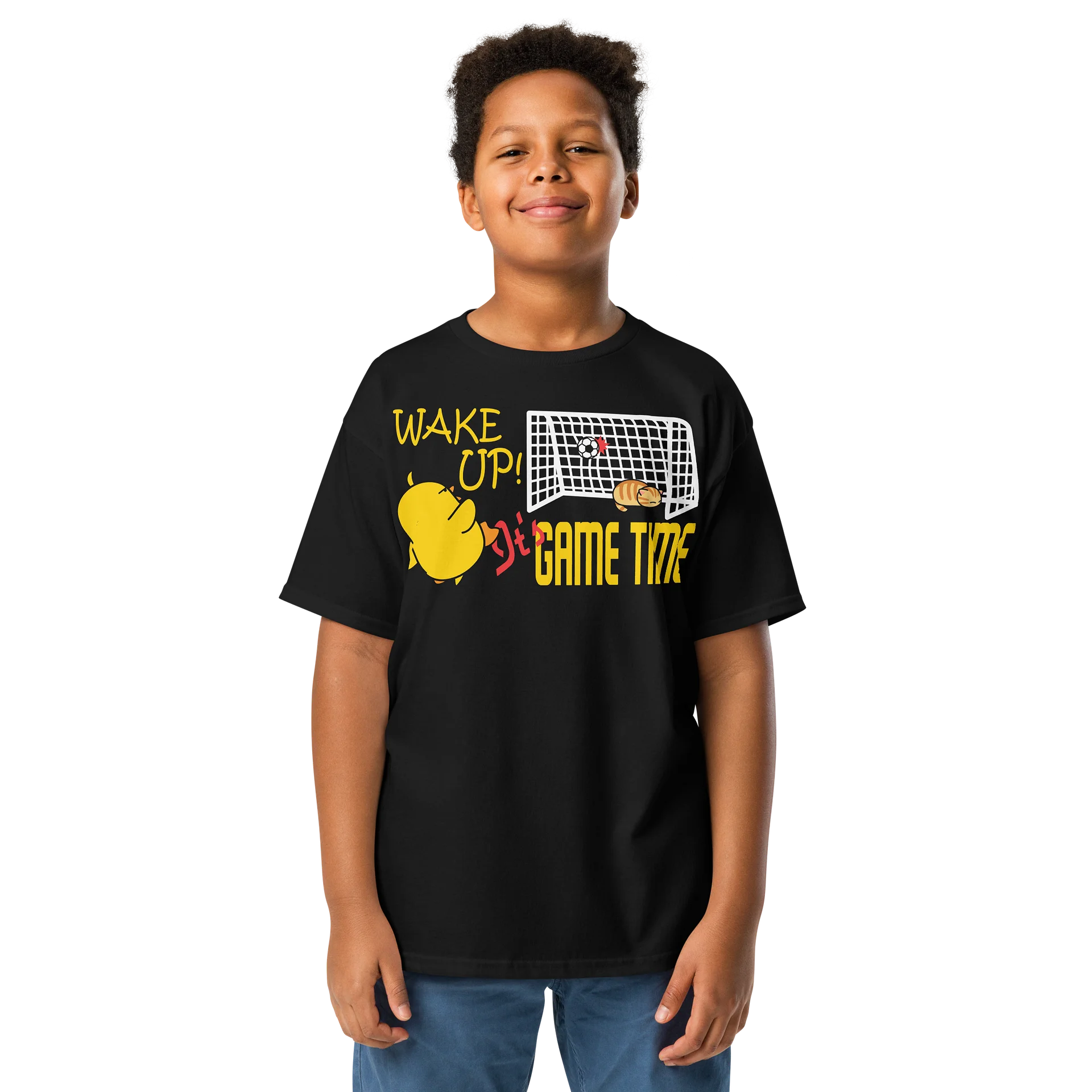Soccer Cat (WAKE UP, It's GAME TIME) - Unisex Youth Heavyweight T-shirt product image (4)