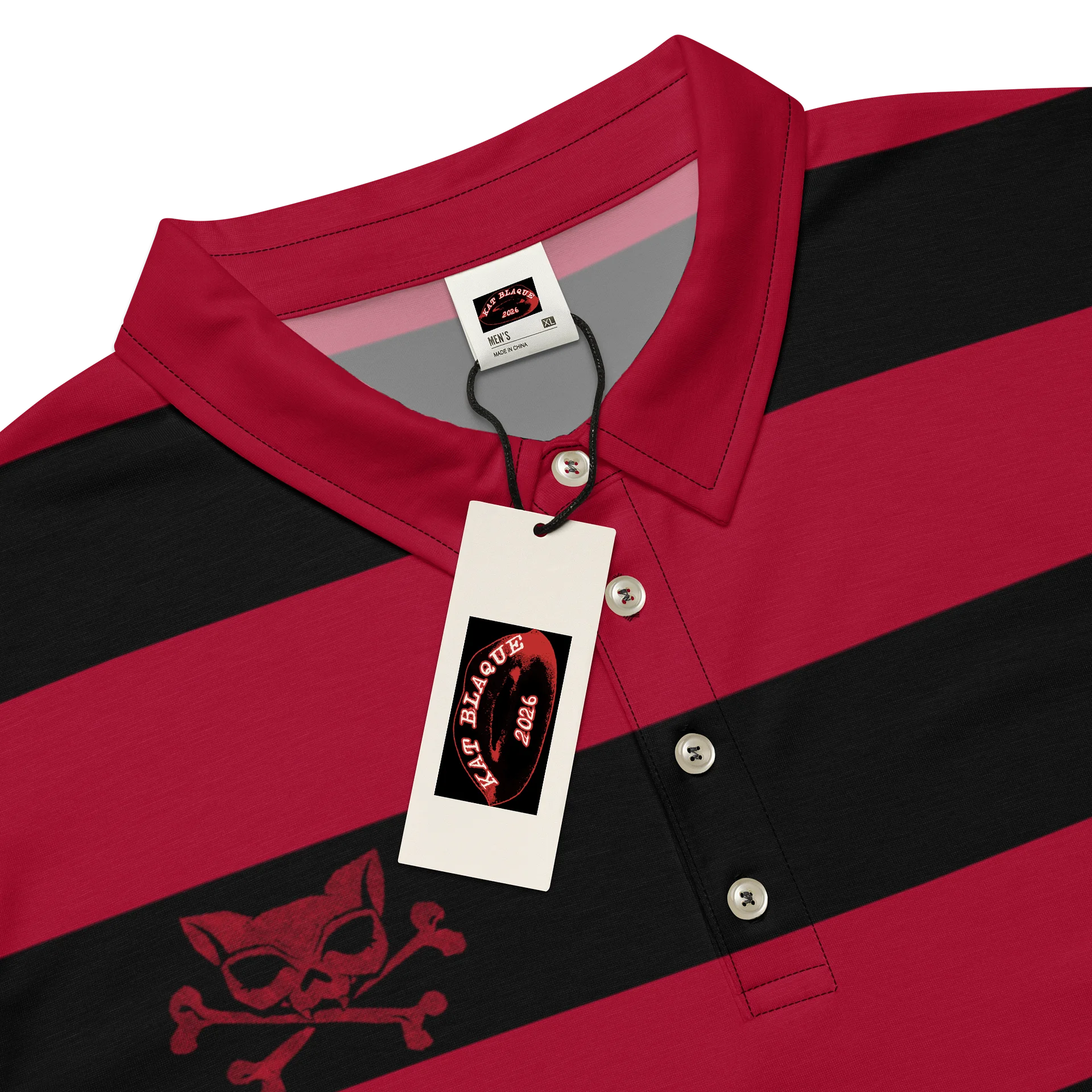 Red, Blaque and White Kat Skull Polo product image (4)