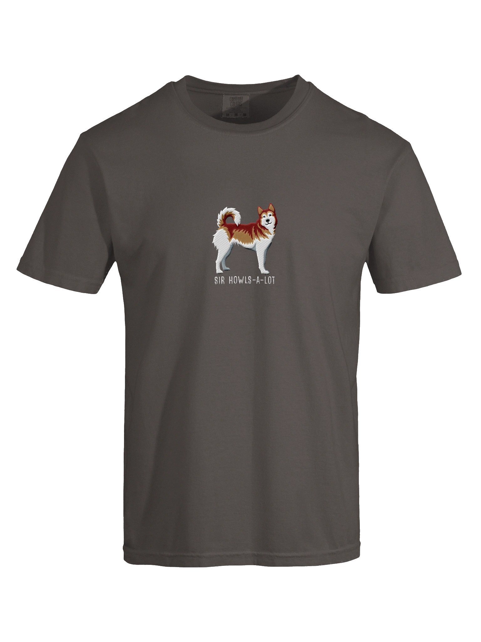 Sir Howls-A-Lot T-Shirt(Embroidered) of a Siberian Husky(Brown) product image (10)