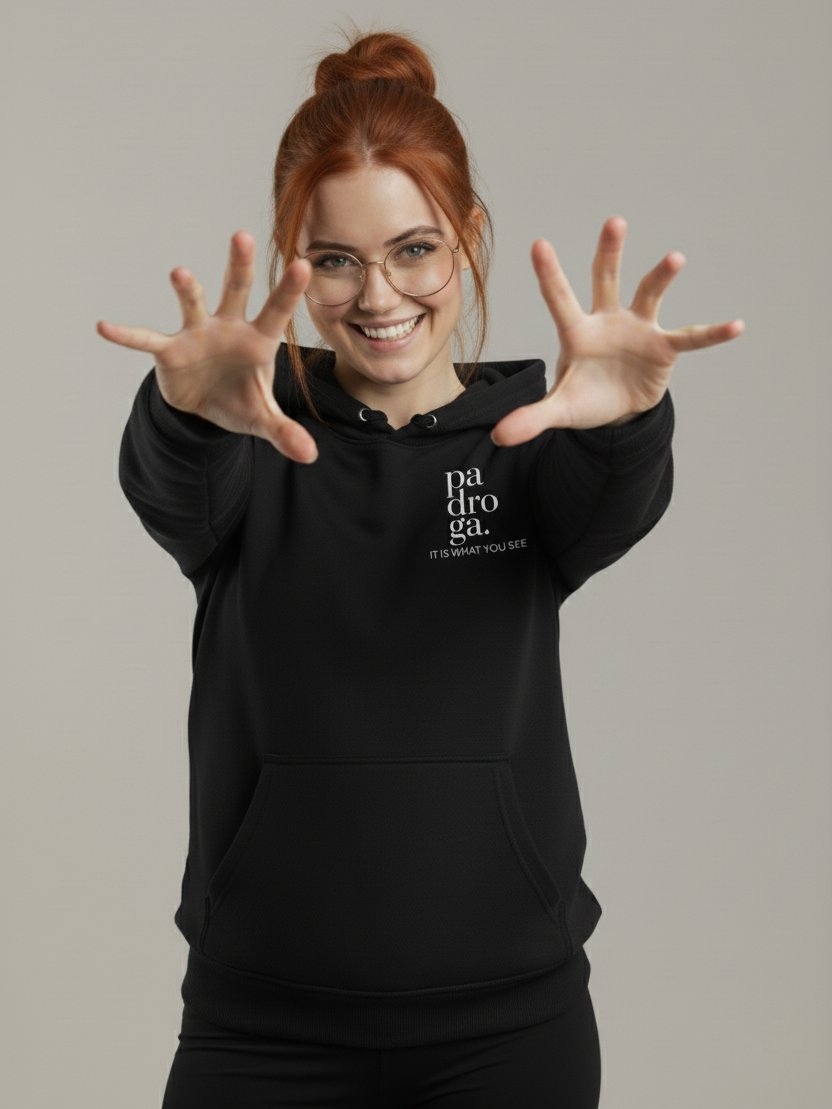 padroga. black hoodie vertical logo product image (3)