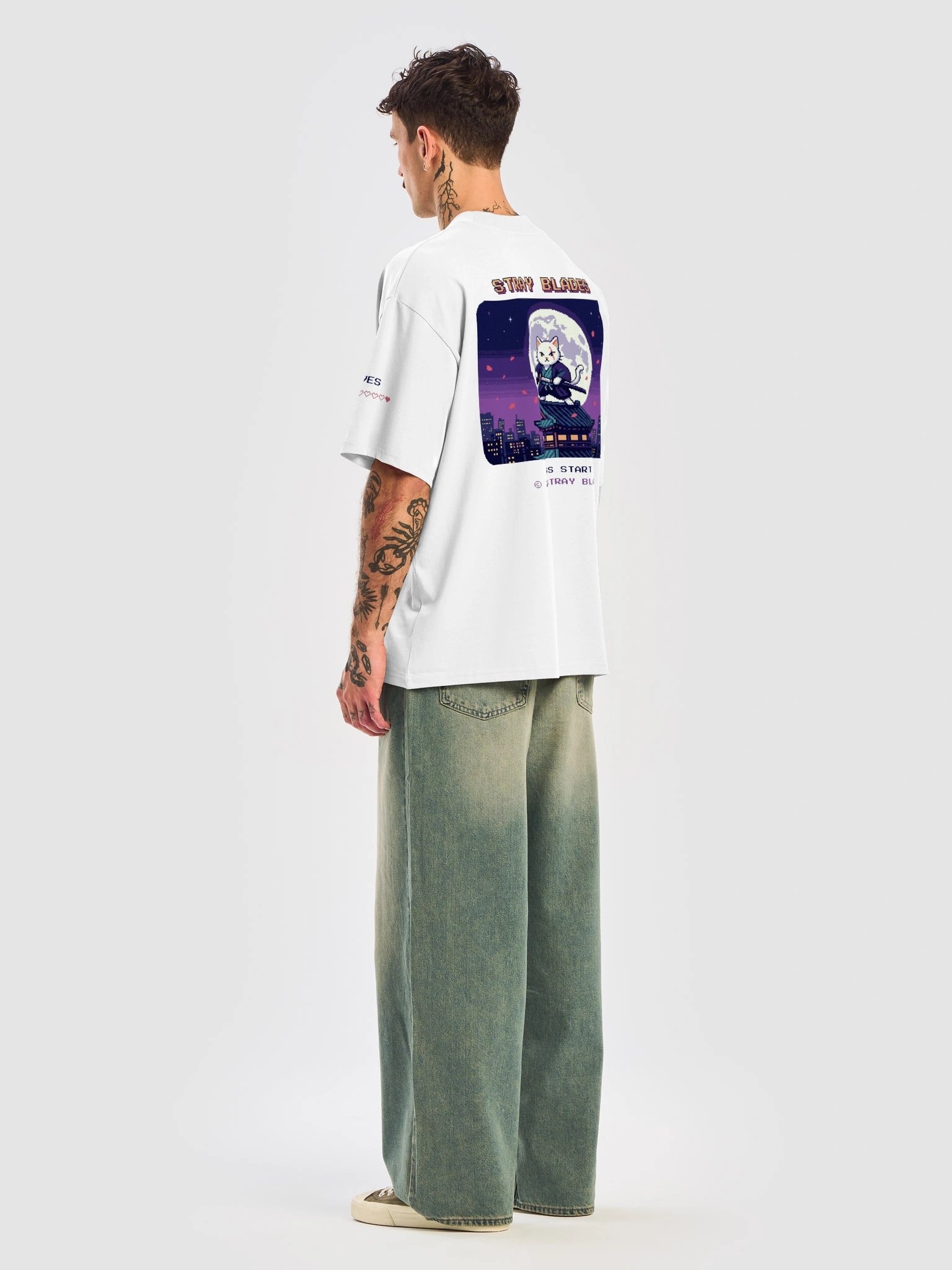 PRESS START Pixel Tee — White product image (8)