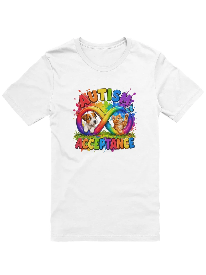 Puppy and Kitty Autism Acceptance & Inclusion Tee with Infinity Symbol Rainbow product image (2)