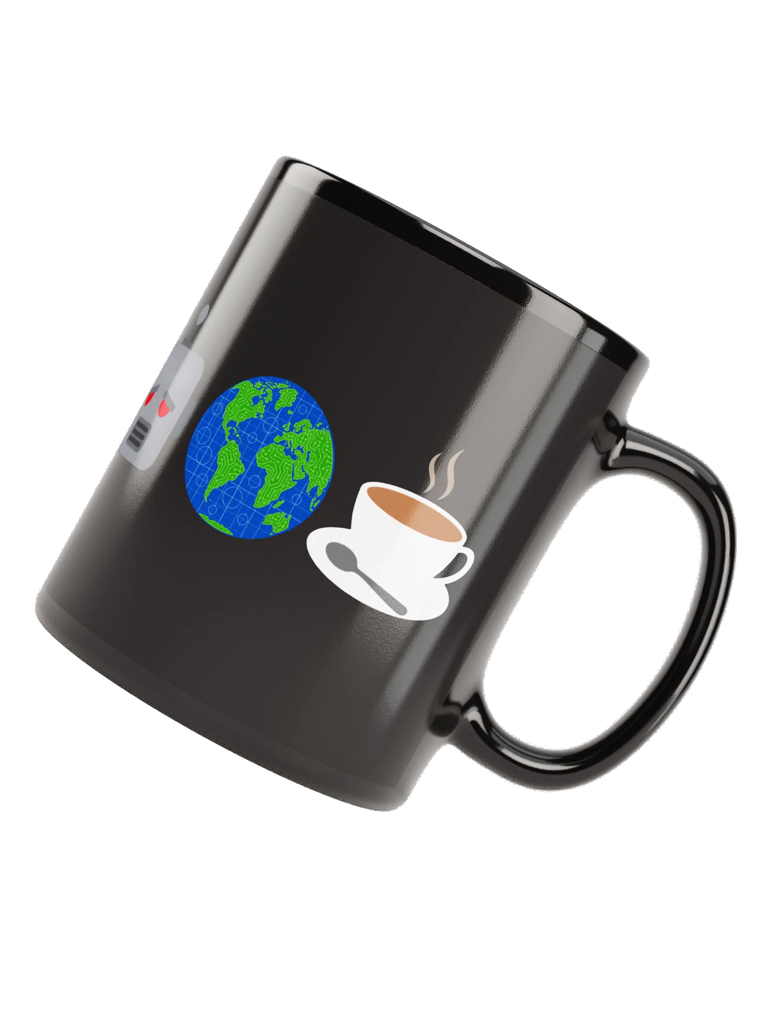 Fish, Spiral, Flowers, Robot, Earth, Tea-cup (Black) product image (6)