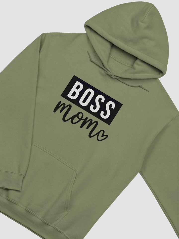 Boss Mom Hoodie – Bold Monochrome Graphic with Heart Detail for Powerful Moms product image (2)