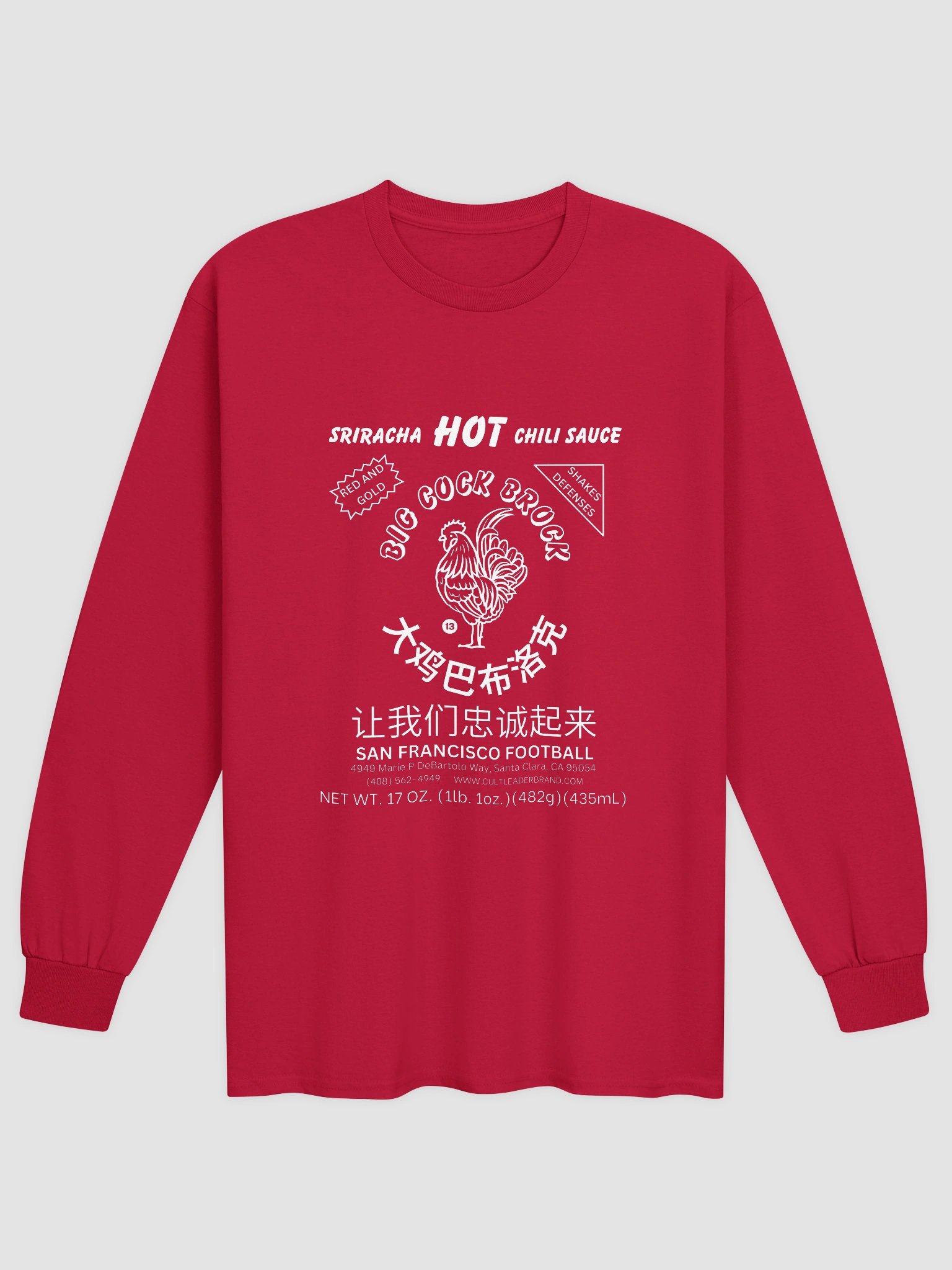 San Francisco Football Sriracha Chili Sauce Label Emblem Long Sleeve Tee product image (1)