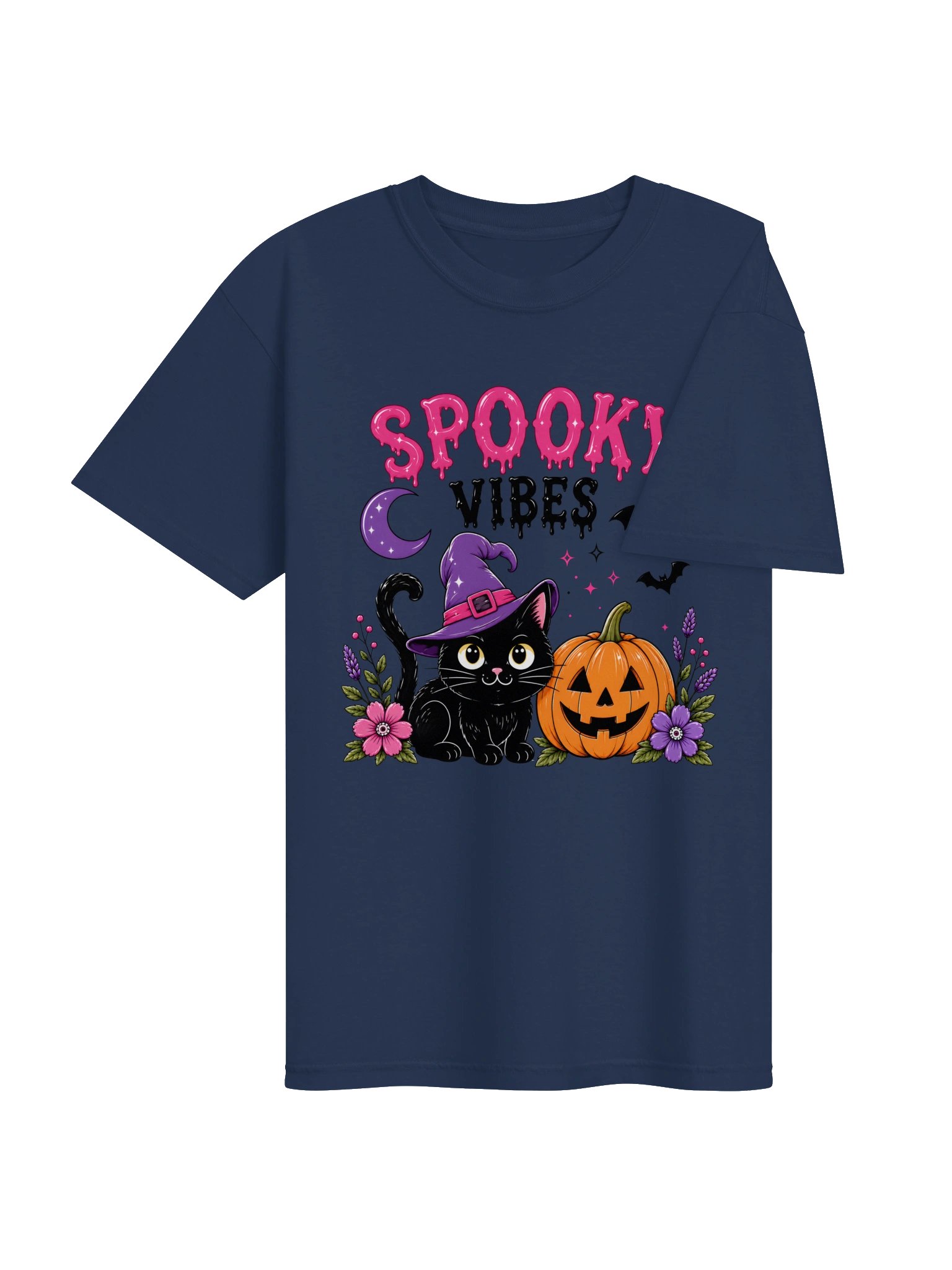 Spooky Vibes Black Cat Pumpkin T-shirt product image (19)