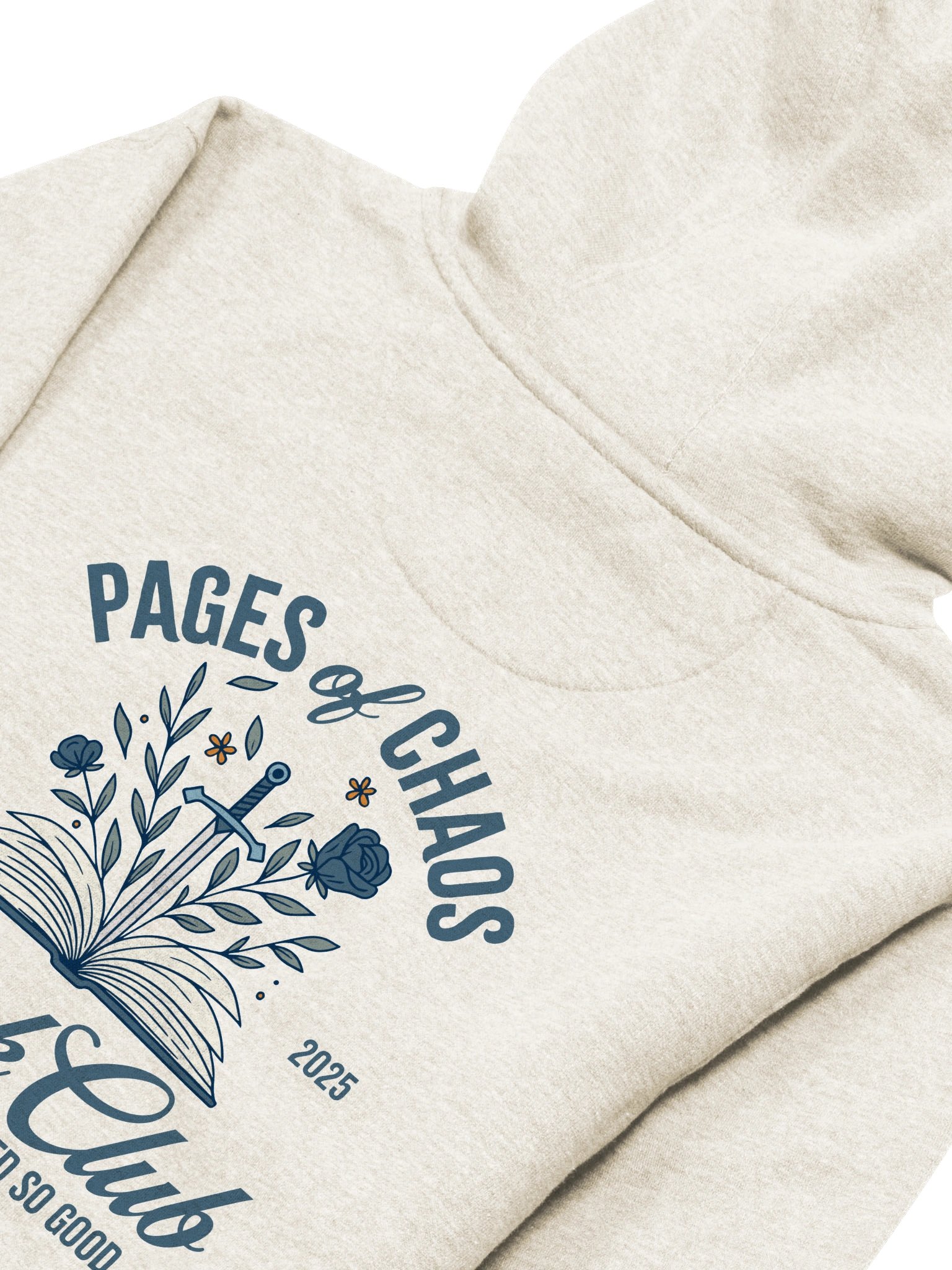 Pages of Chaos Book Club Hoodie (Front Logo, Light) product image (16)