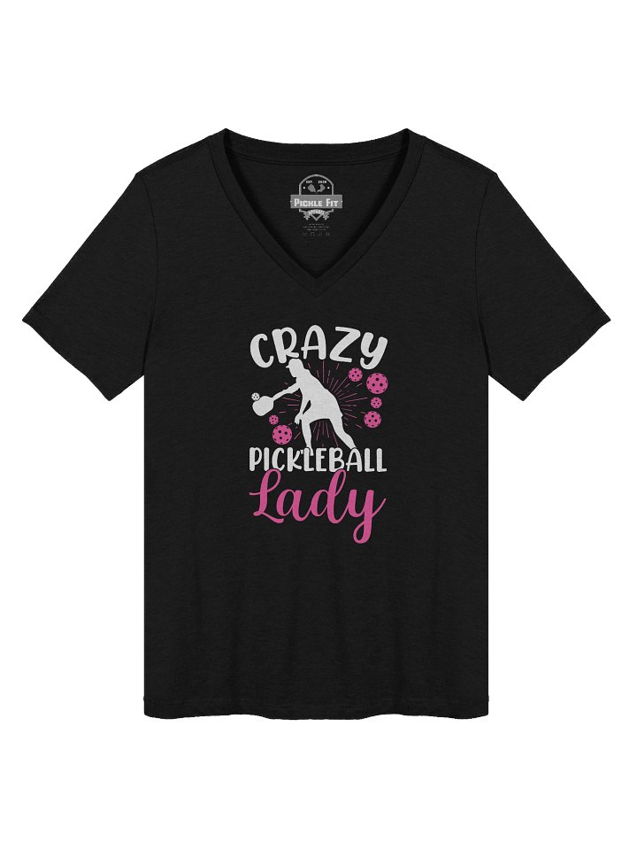 Crazy Pickleball Lady V-Neck Tee product image (1)