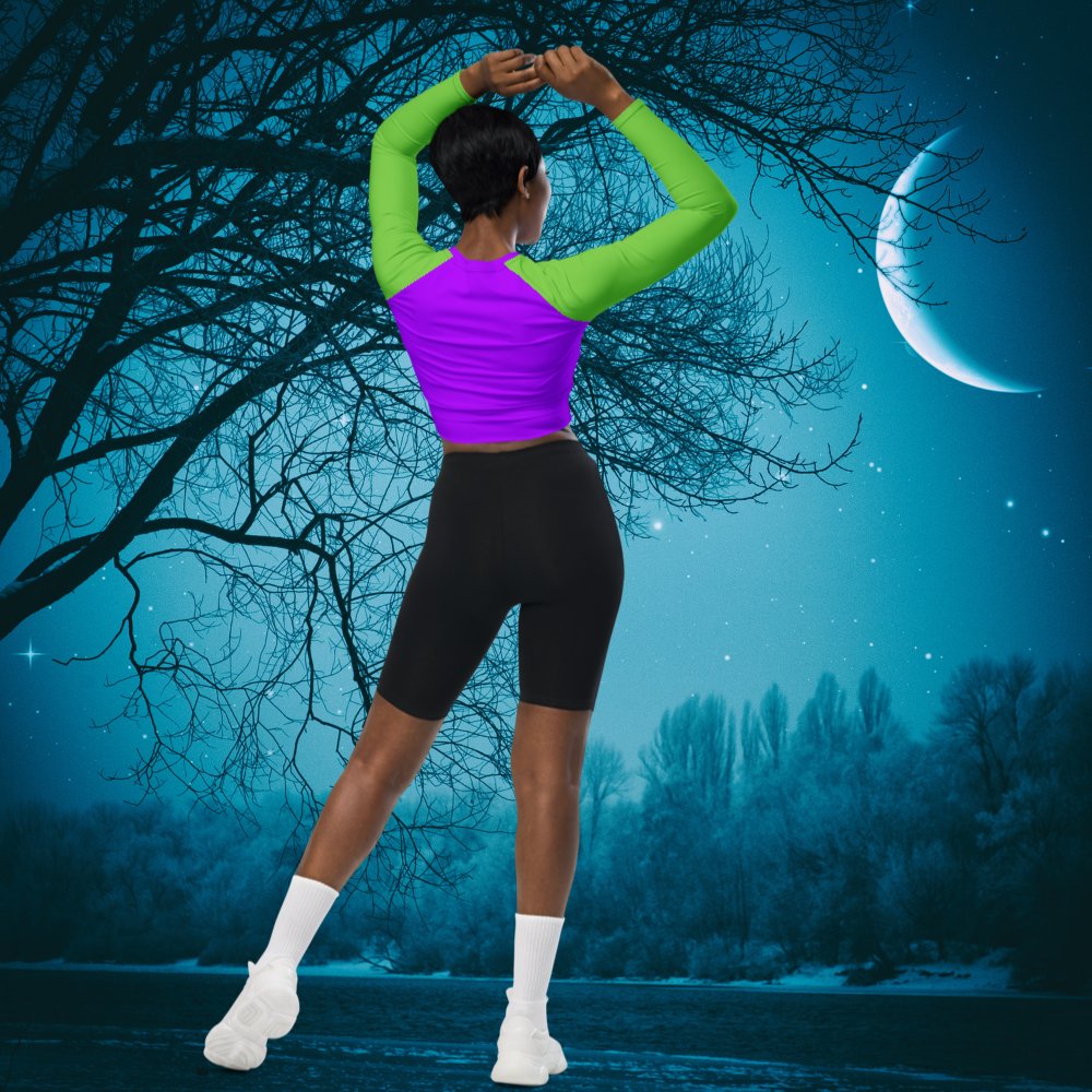 SPOOKY JOOCE Long Sleeve Crop Top - Purple/Green product image (2)