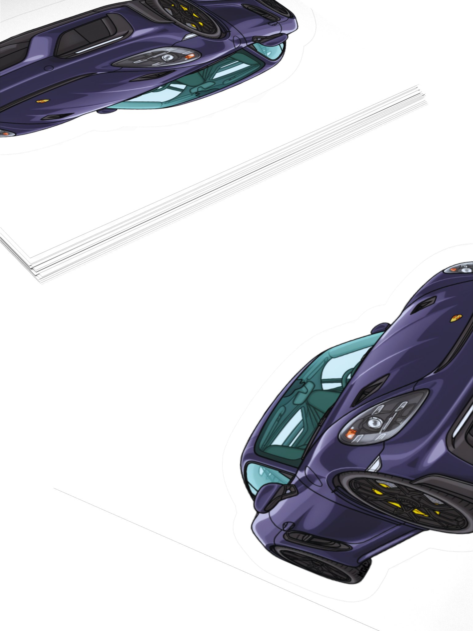 Purple Porsche Spyder RS Sticker (Retro, Sketch, Silhouette) product image (11)