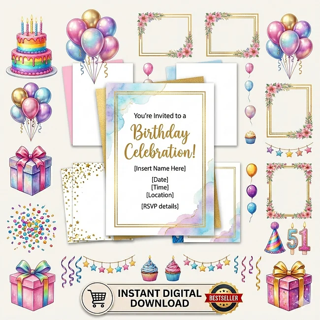 Birthday Invitation Templates – Instant Digital Download