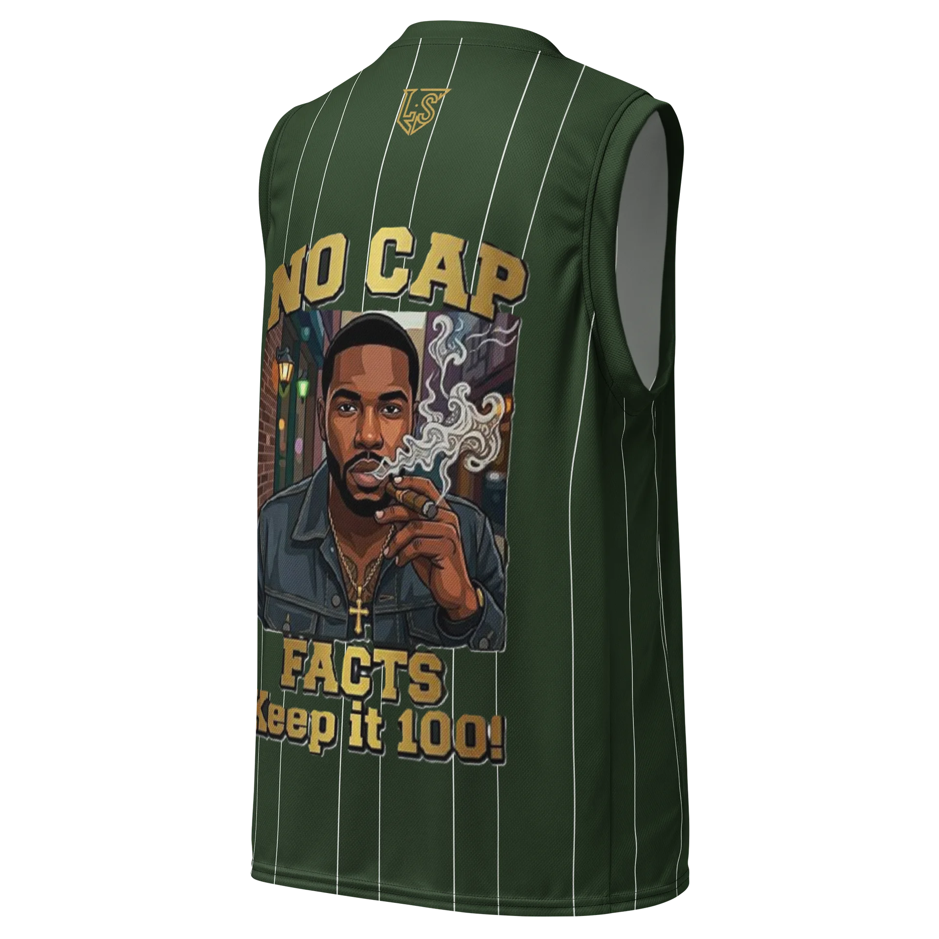 No Cap Green Pen Striped Sleeveless Pattern Design product image (3)