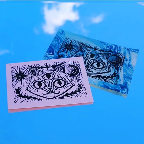 carved up this quick little cat design the other day + reprinted some old blocks as more patches! 

reminder that i have some...