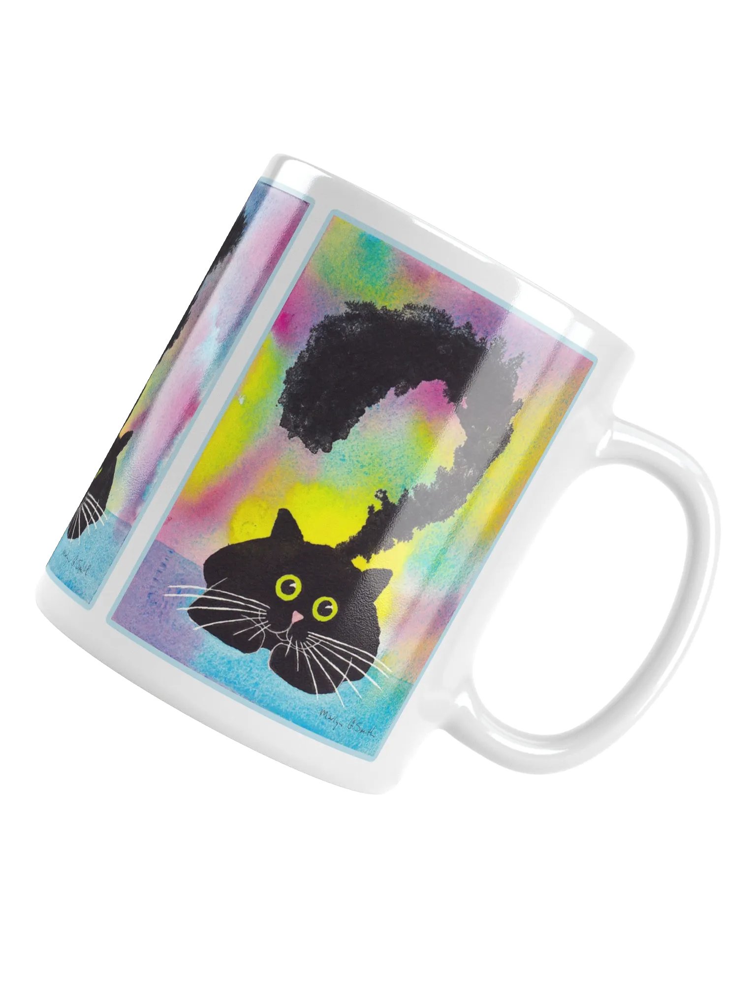 Black Kitty Coming to Full Attention on White Ceramic Mug product image (6)