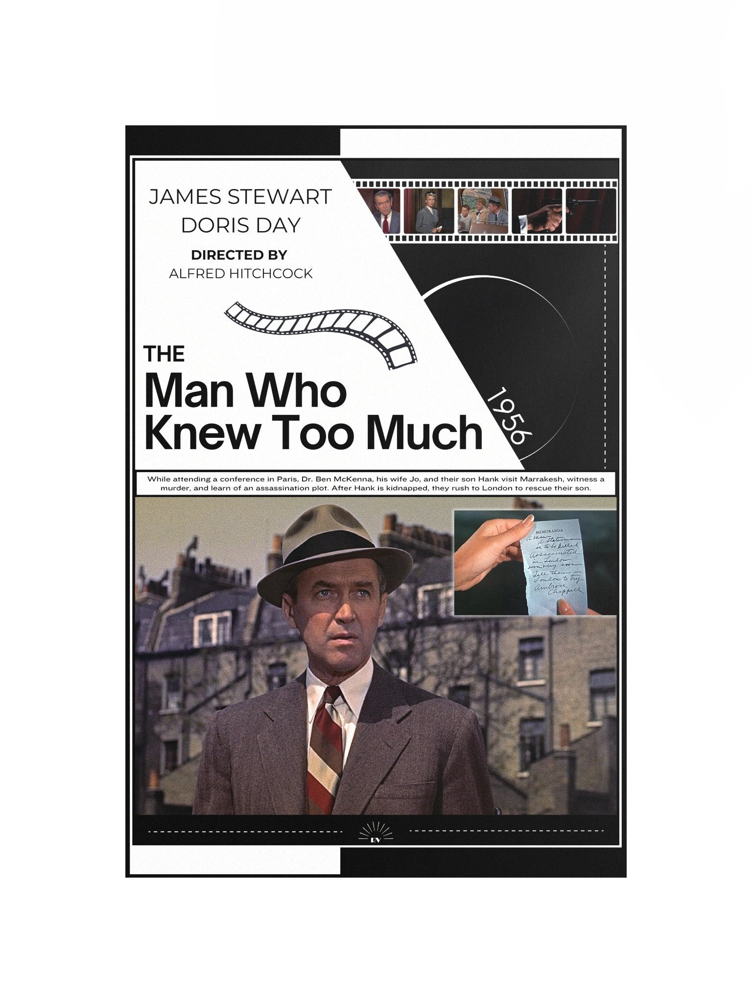 The Man Who Knew Too Much with James Stewart and Doris Day 1956 | Movie Poster | 12x18 Wall Art product image (4)
