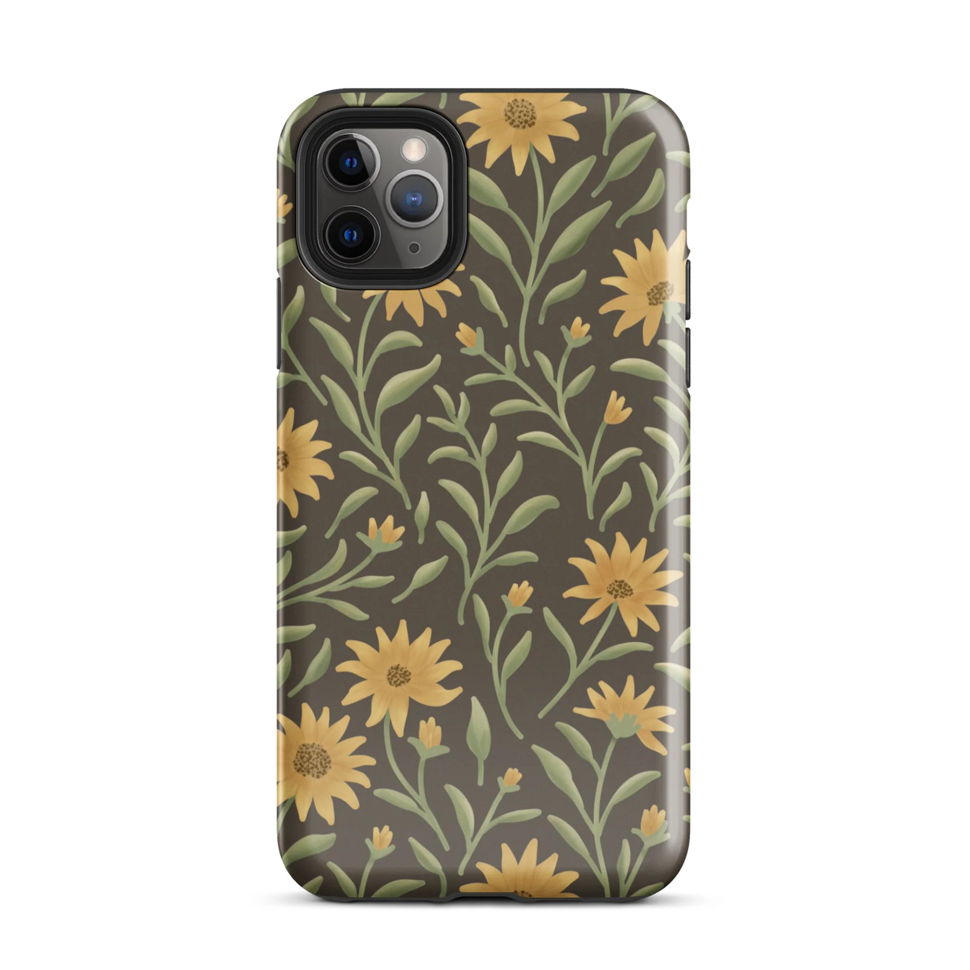 Golden field tough case for iPhone. Elegant botanical floral design on dark background product image (2)