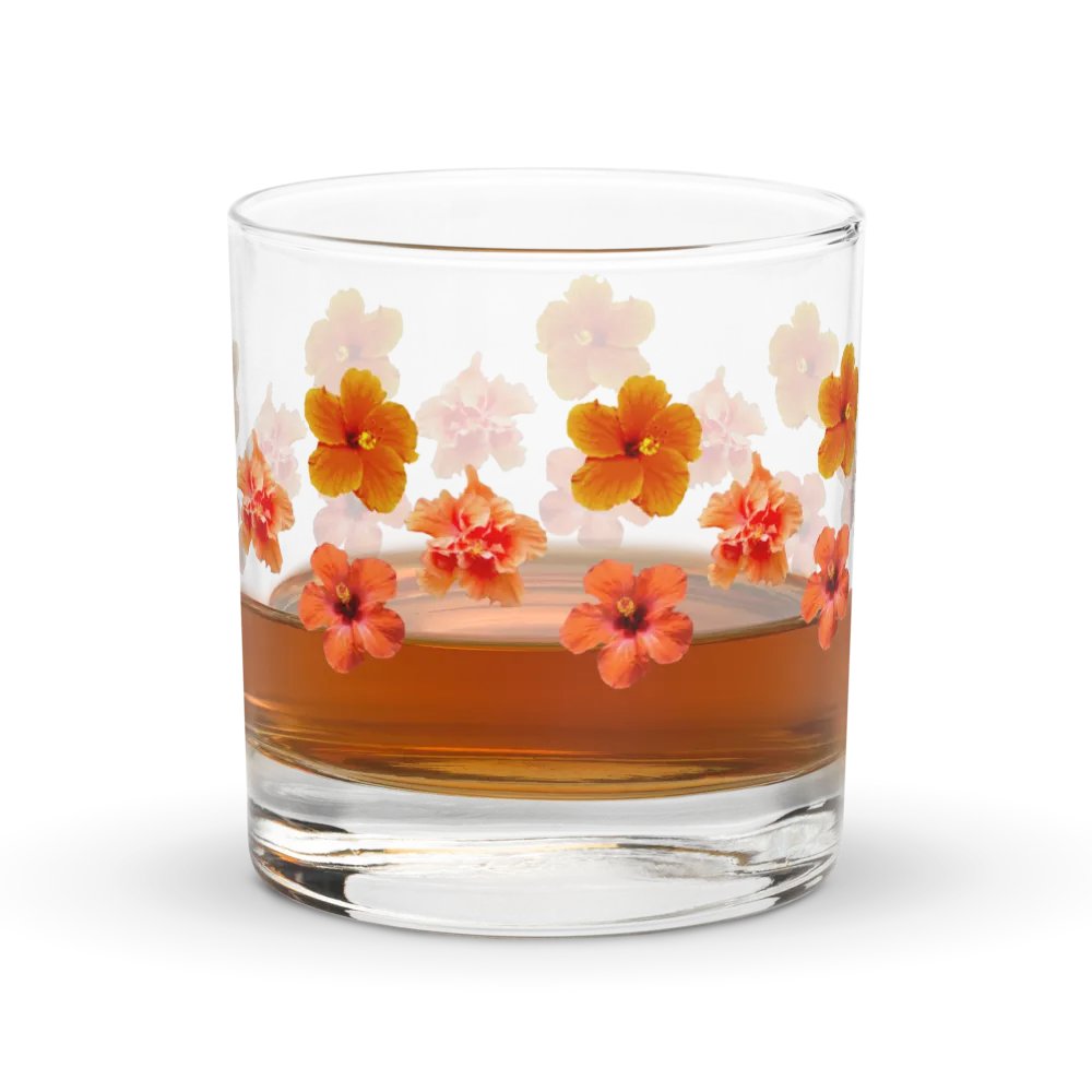 Orange Hibiscus Rocks Glass product image (4)