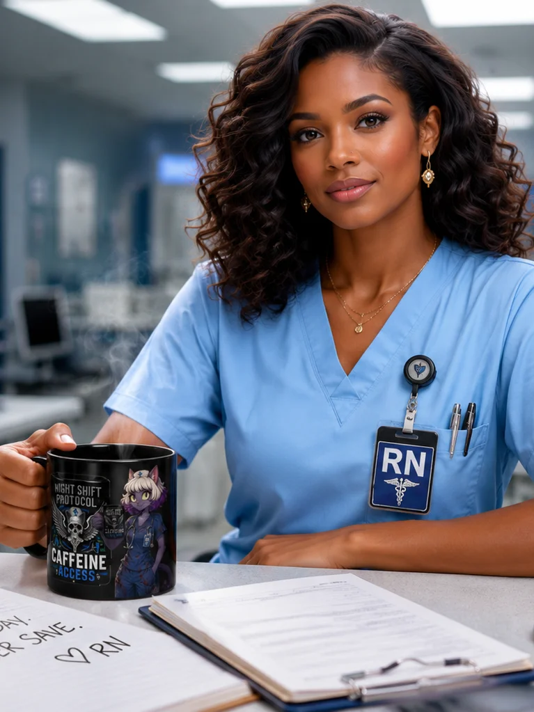 Anime Cat Nurse Coffee Mug | Funny RN Gift | Night Shift Caffeine Cup product image (2)