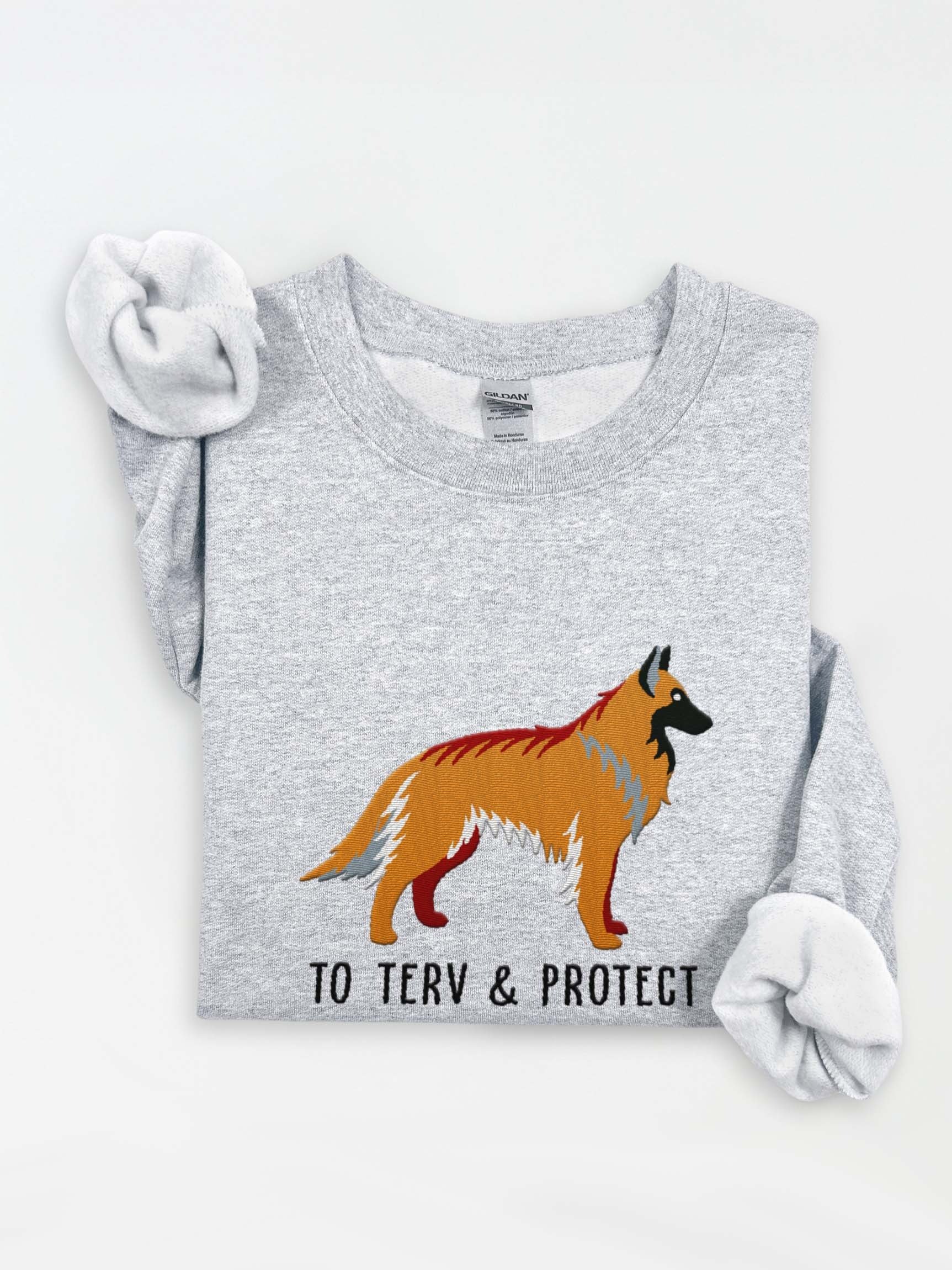 To Terv & Protect Sweatshirt (Embroidered) of a Belgian Tervuren(Tan) product image (1)