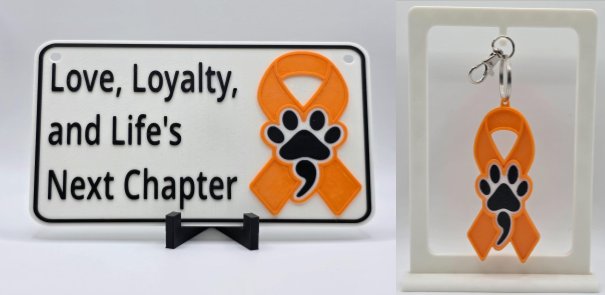 🧡 Orange Awareness Ribbon Bundle | Sign + Keychain product image (1)
