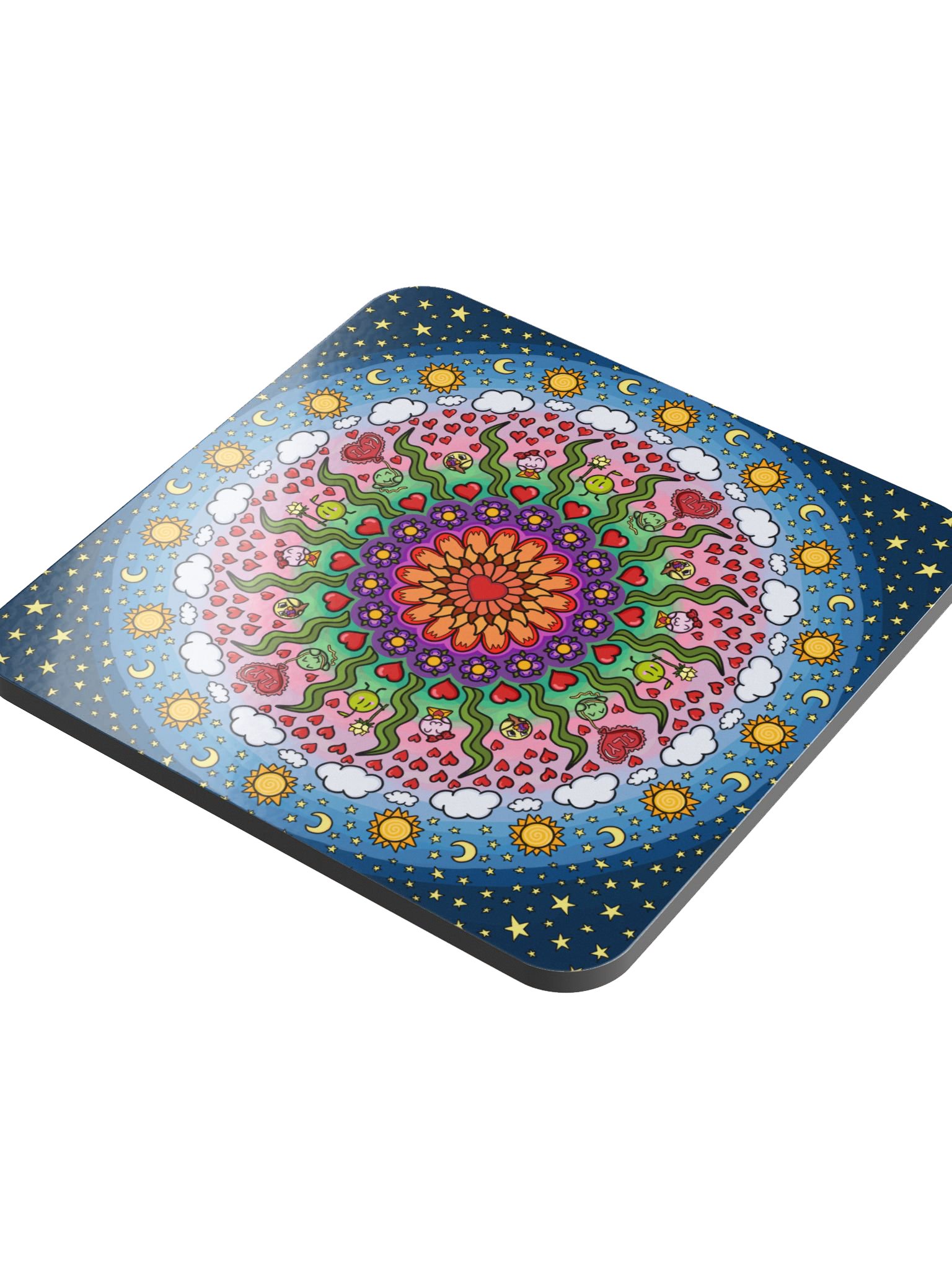 Dango Valentines Mandala - Glossed Cork Coaster product image (4)