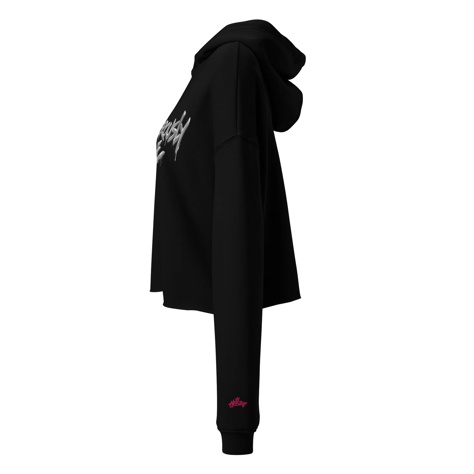 HERitage Dangerously Fine Crop Hoodie In Silver product image (3)
