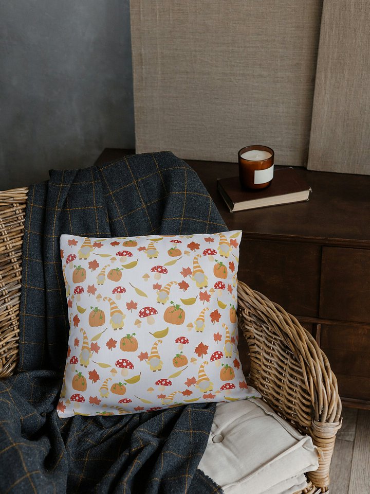 Fall with my Gnomies in White Pattern Pillow product image (1)