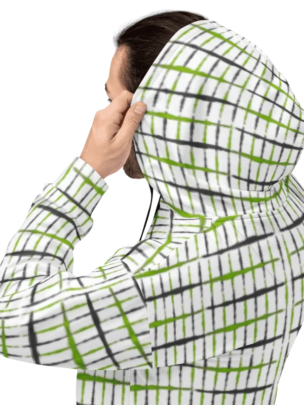 Neon Pulse Grid – Urban Style Green Interlock Unisex Hoodie product image (5)