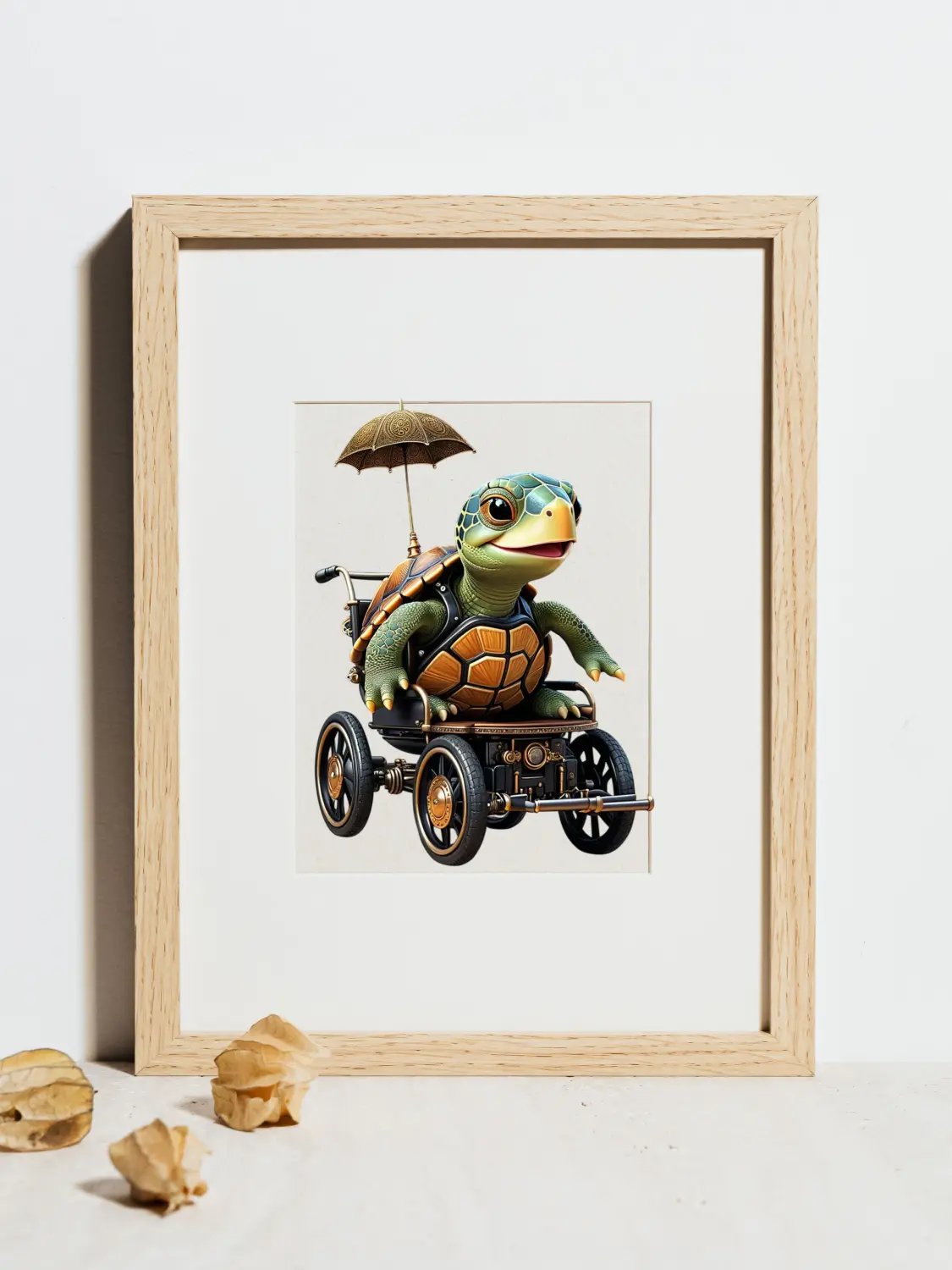 Turtle Riding in Wheelchair Kid Nursery Print Tortoise Wall Art product image (4)