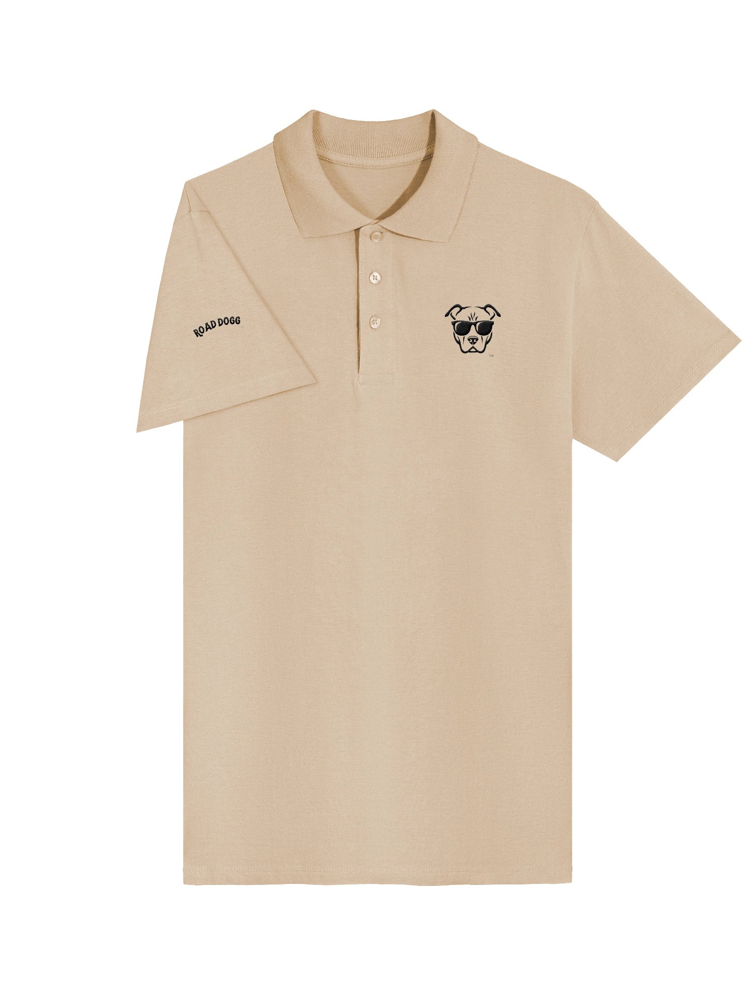 Embroidered Polo Shirt - Pocket and Sleeve - Black on Tan product image (3)