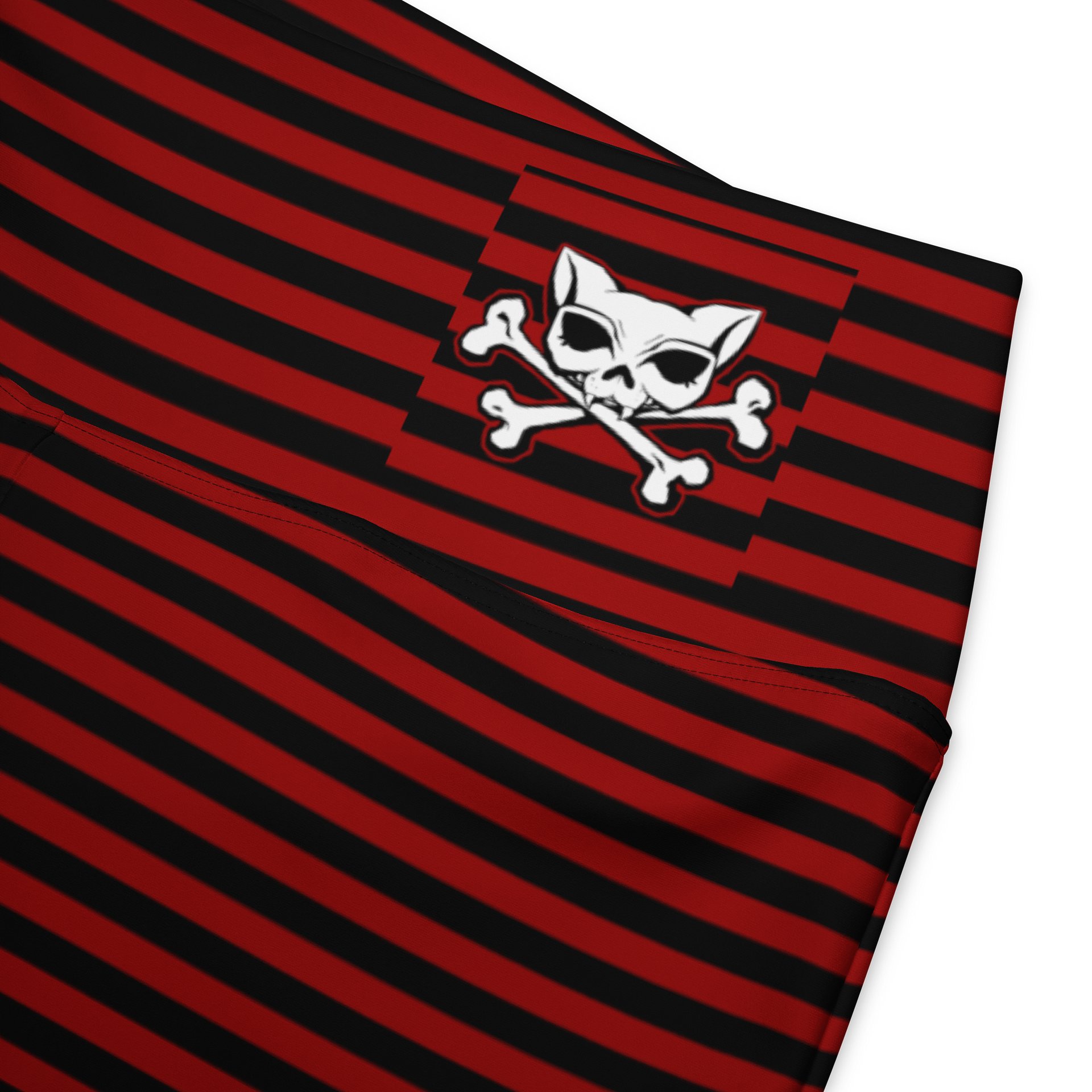 Red and Blaque Stripped Kat Skull Flares product image (2)